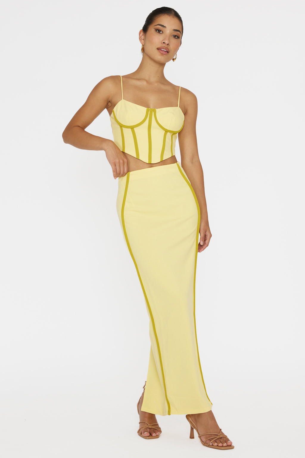 Ferrera Piping Trim Maxi Skirt Yellow by Selfie Leslie Australia