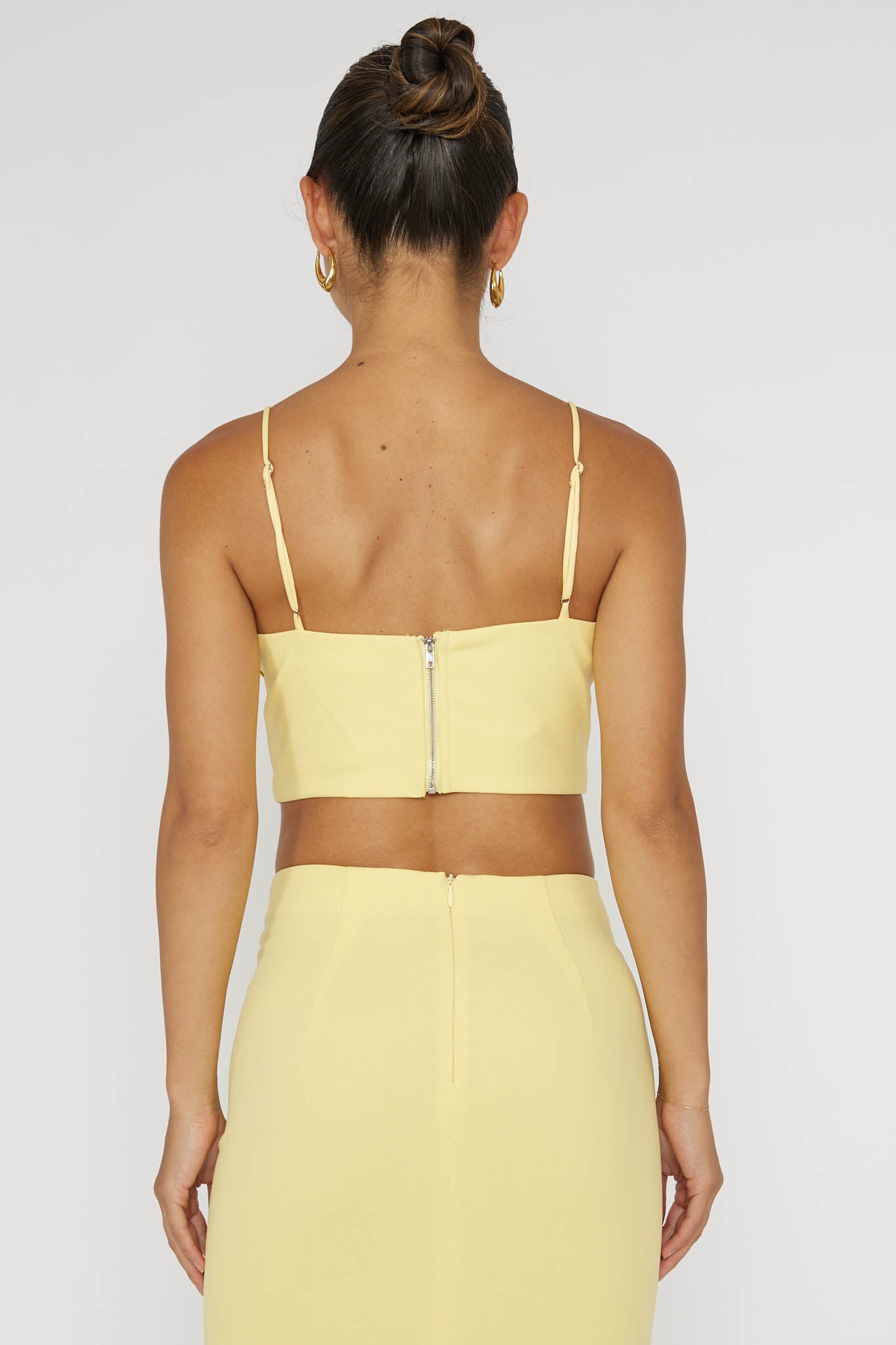 Ferrera Piping Trim Crop Top Yellow by Selfie Leslie Australia