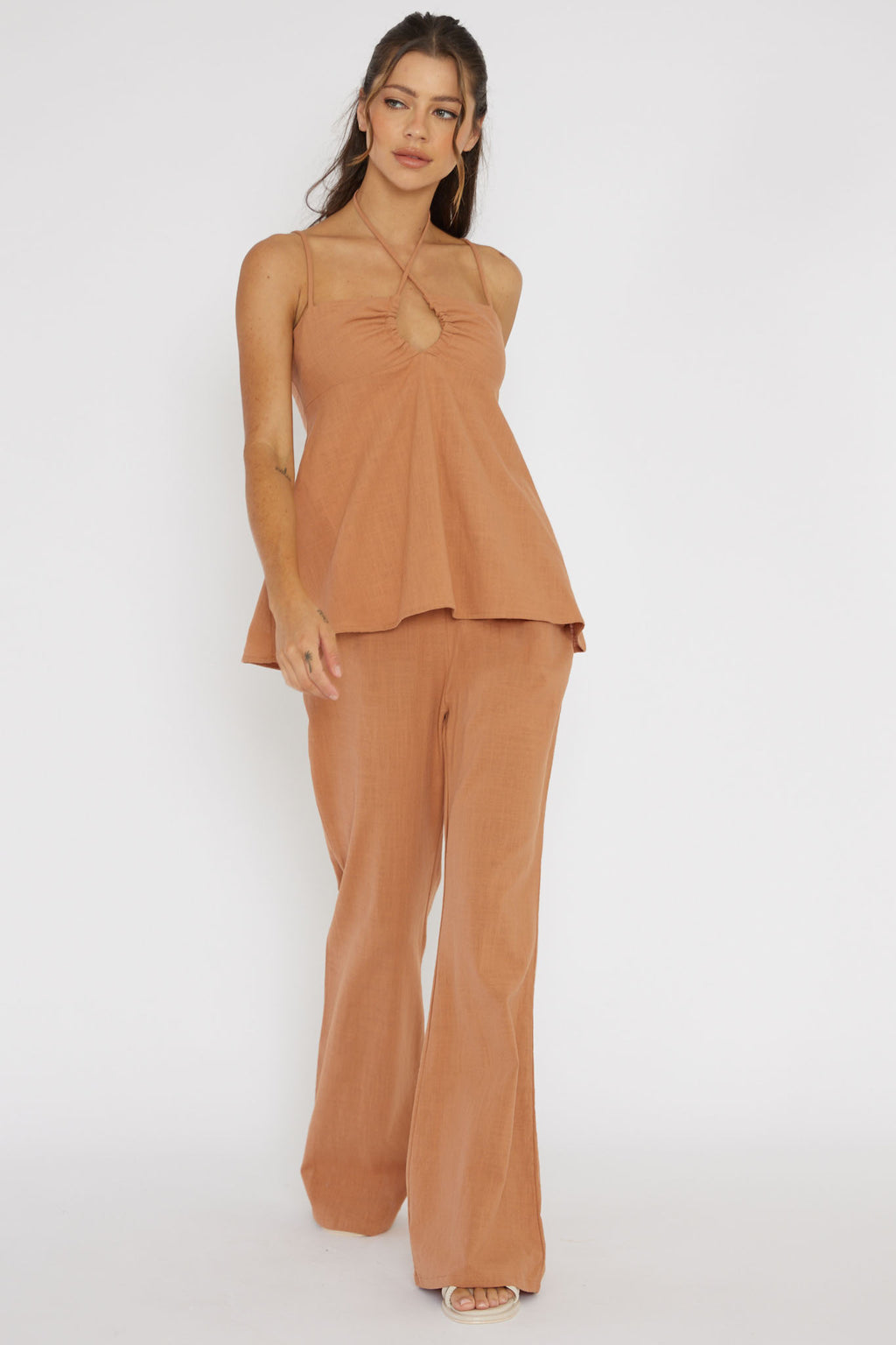 Freestyle Flared Pants Sand by Selfie Leslie Australia