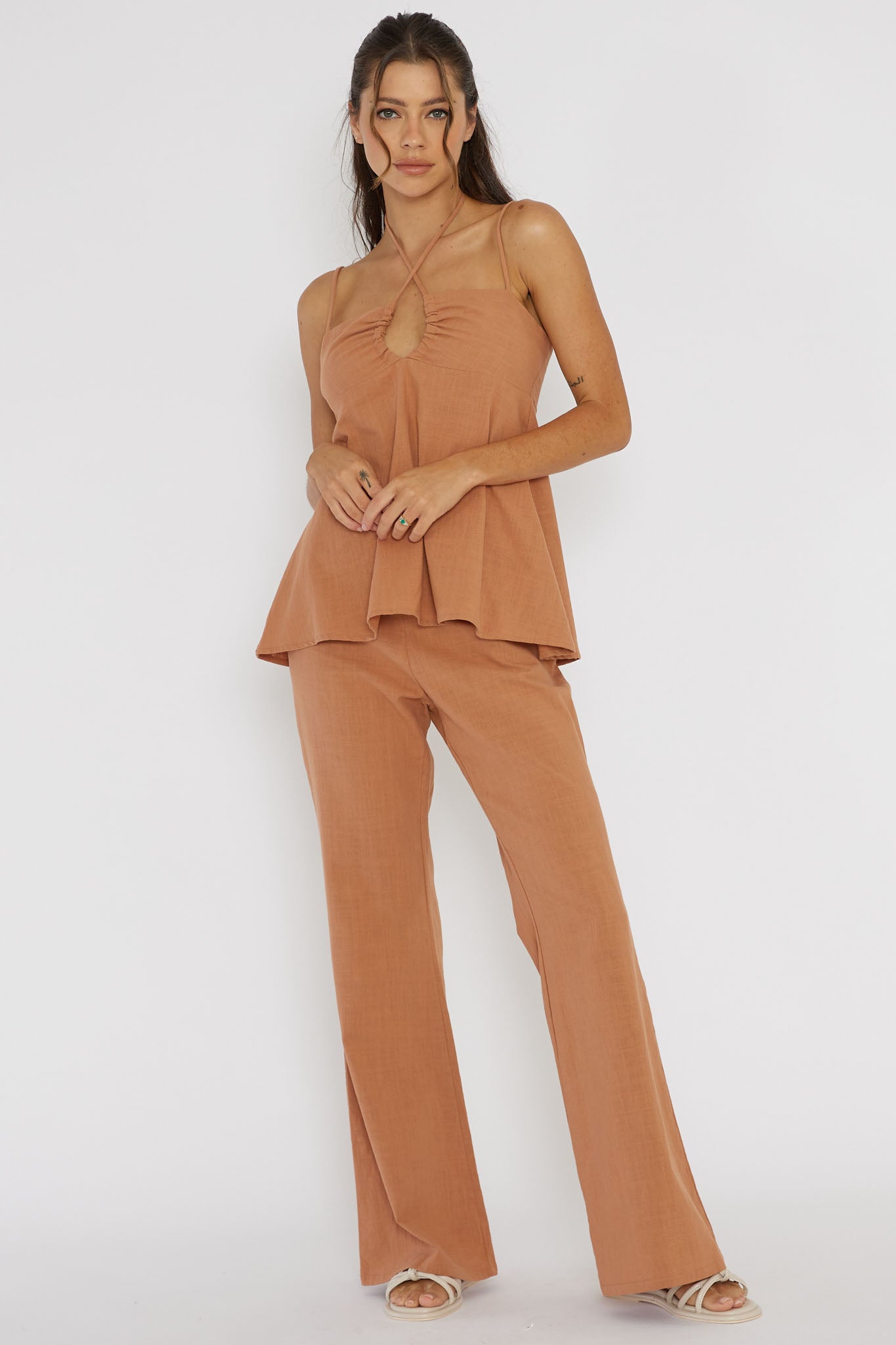 Freestyle Flared Pants Sand by Selfie Leslie Australia