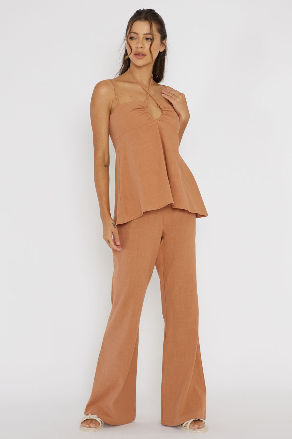 Freestyle Flared Pants Sand by Selfie Leslie Australia
