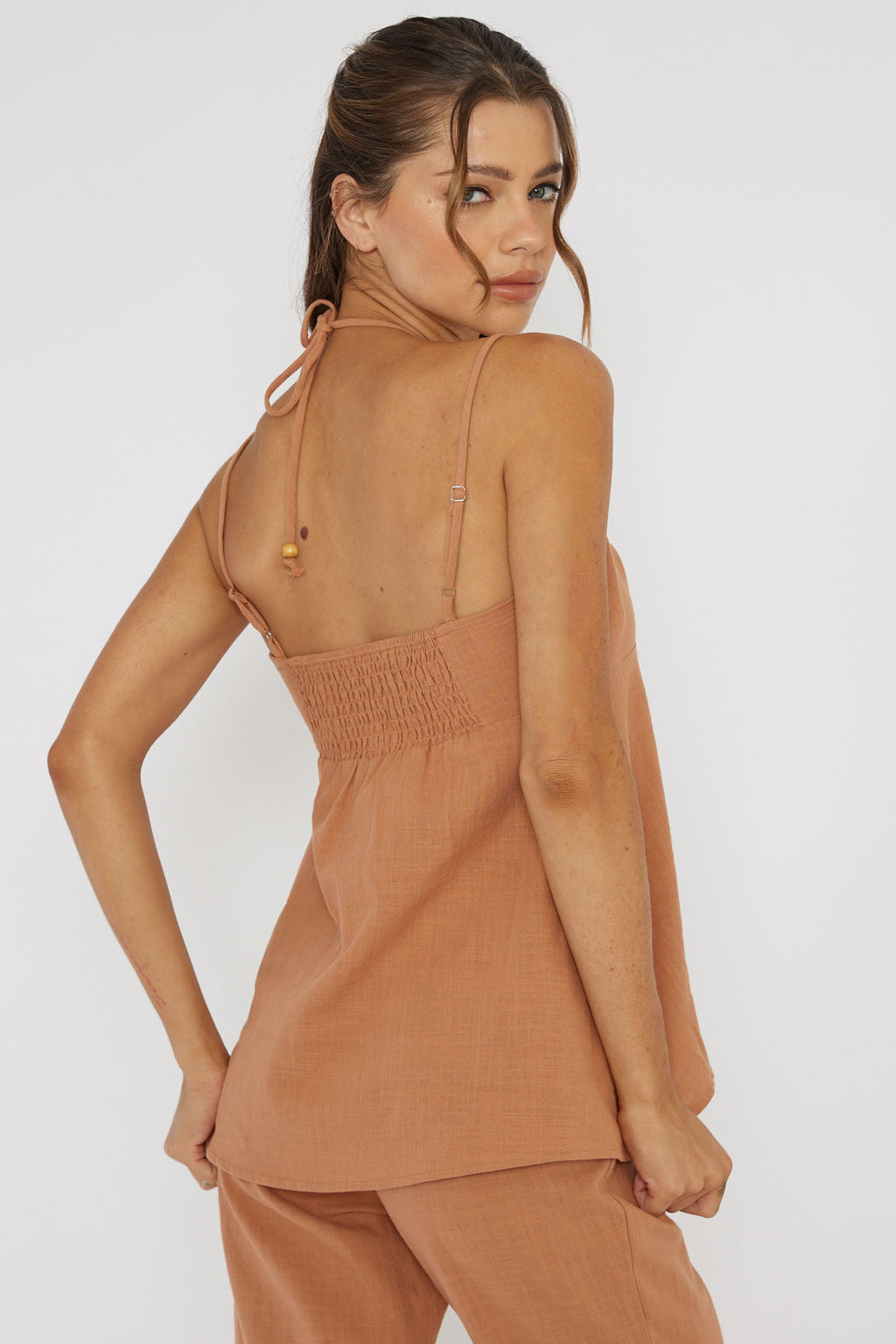 Freestyle Neck Tie Top Sand by Selfie Leslie Australia