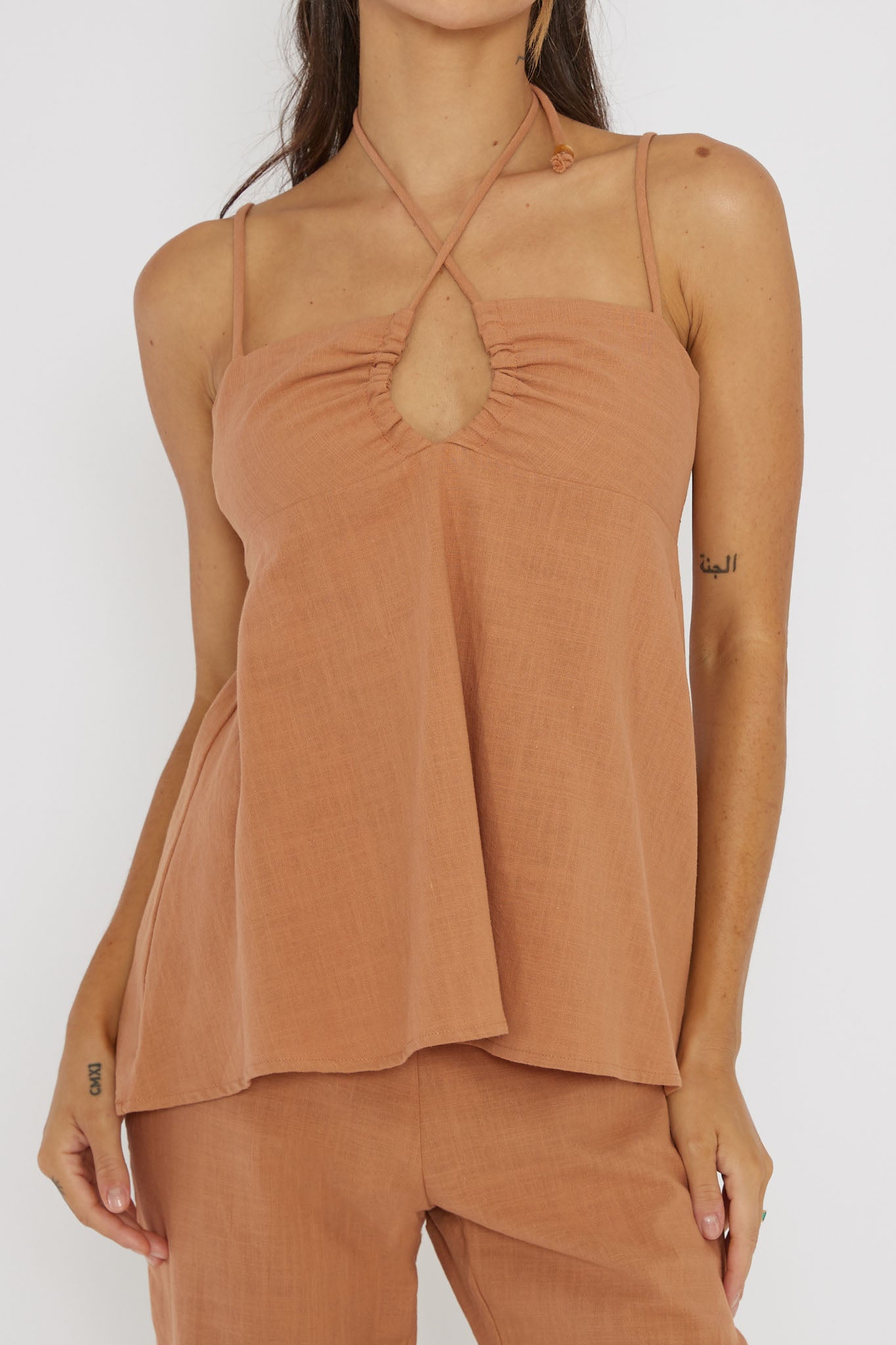 Freestyle Neck Tie Top Sand by Selfie Leslie Australia