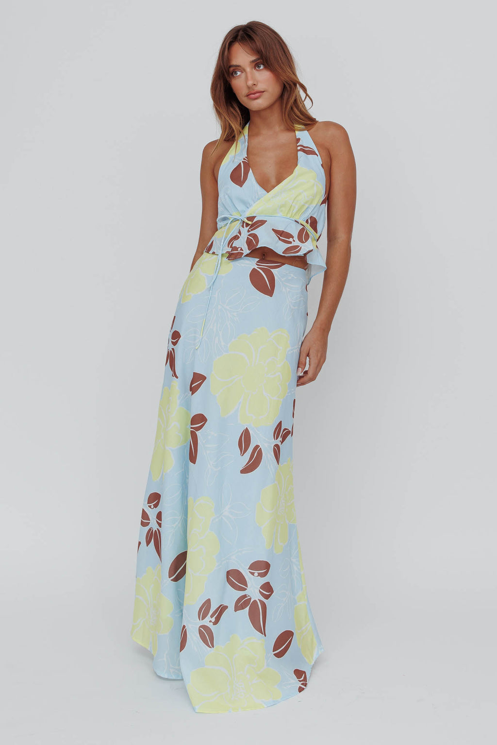 Kika Maxi Skirt Floral Blue by Selfie Leslie Australia
