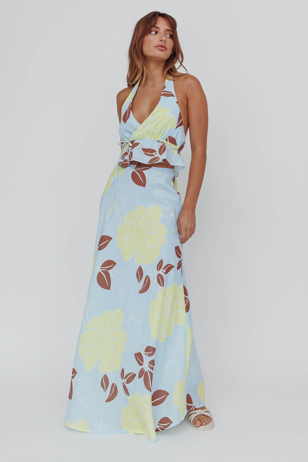 Kika Maxi Skirt Floral Blue by Selfie Leslie Australia