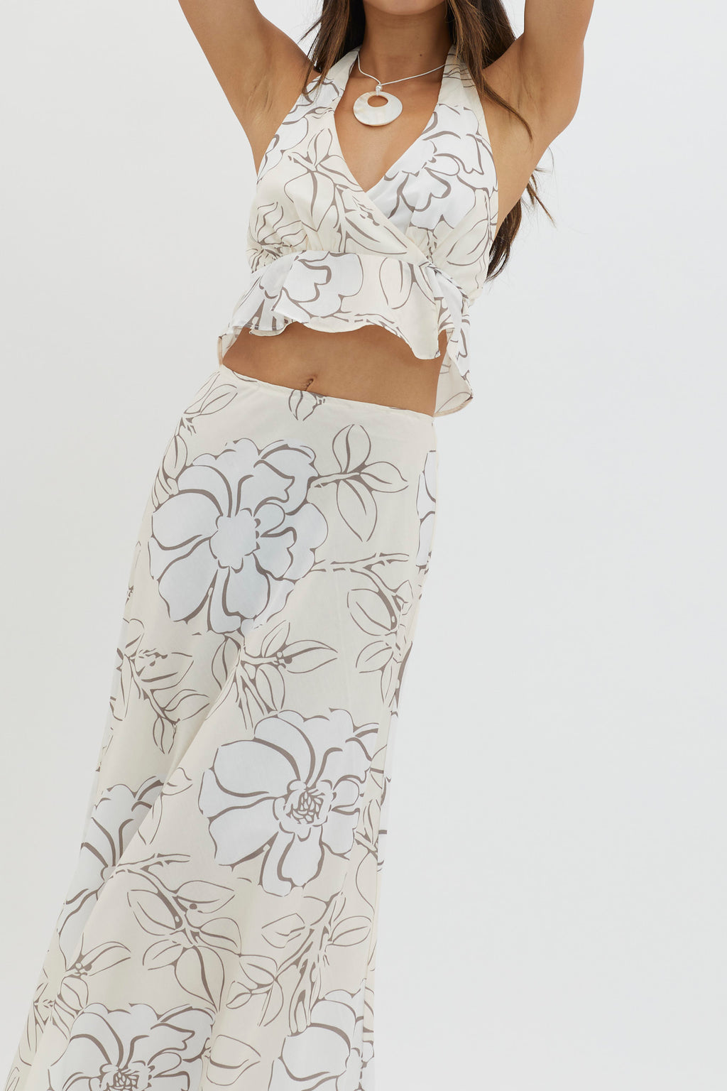 Kika Maxi Skirt Floral Cream by Selfie Leslie Australia