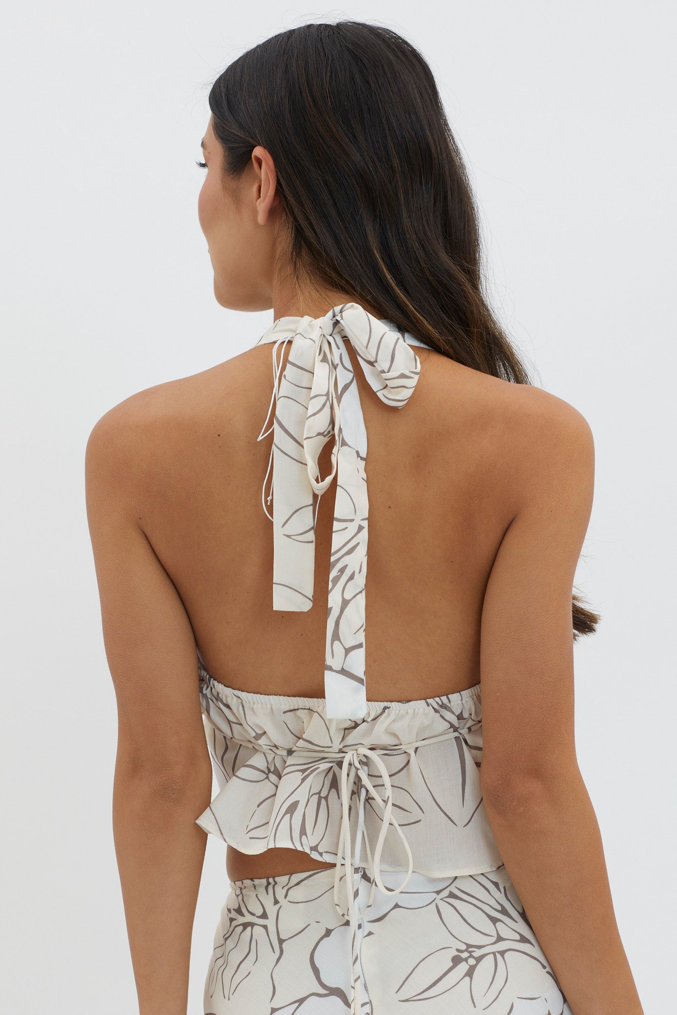 Kika Halterneck Crop Top Floral Cream by Selfie Leslie Australia