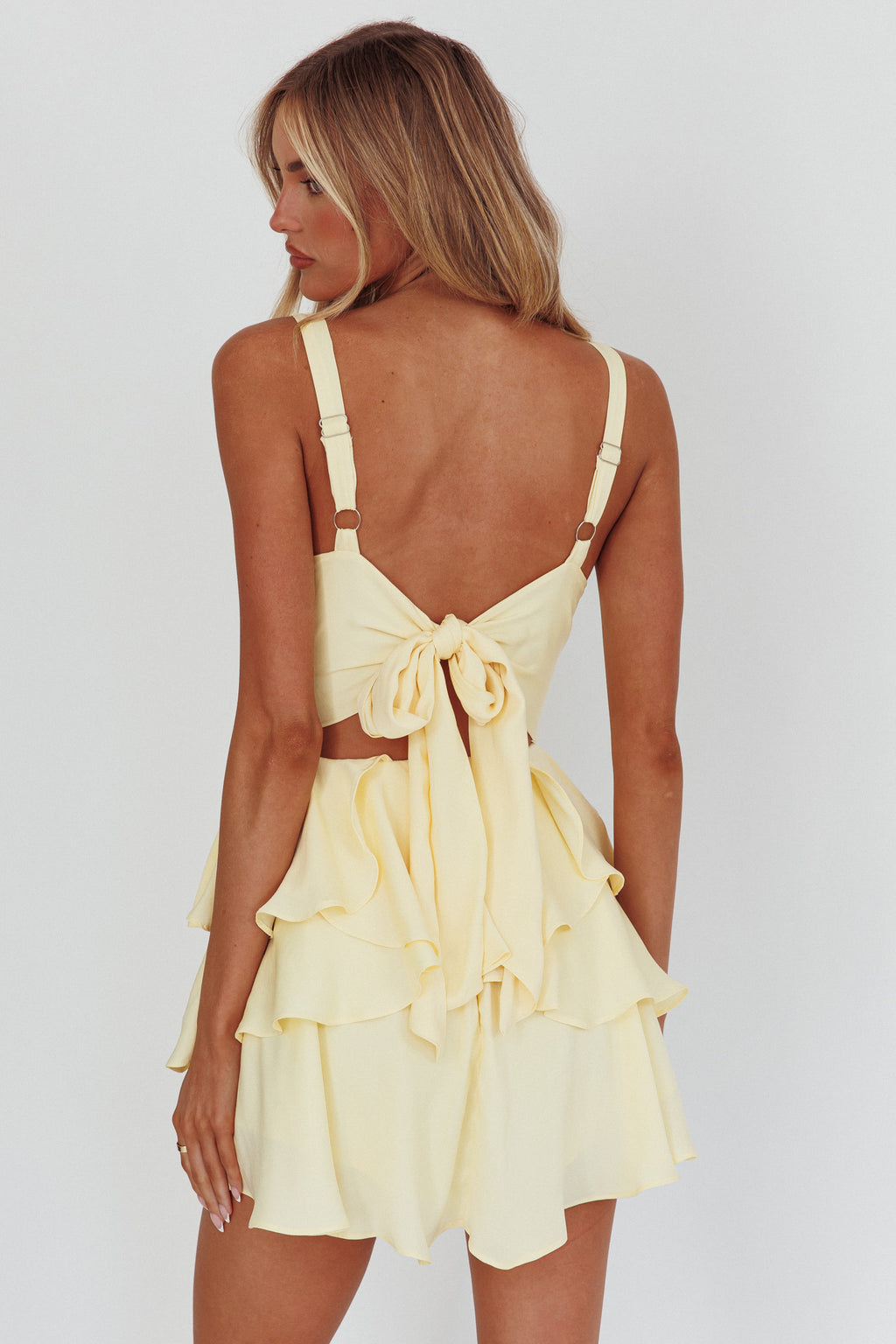 Like Me Tied Back Layered Mini Dress Yellow by Selfie Leslie Australia