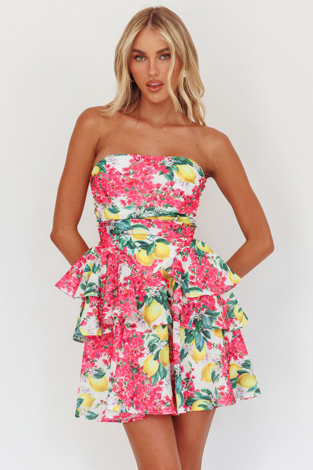 Like Me Tied Back Layered Mini Dress Citrus Pink by Selfie Leslie Australia