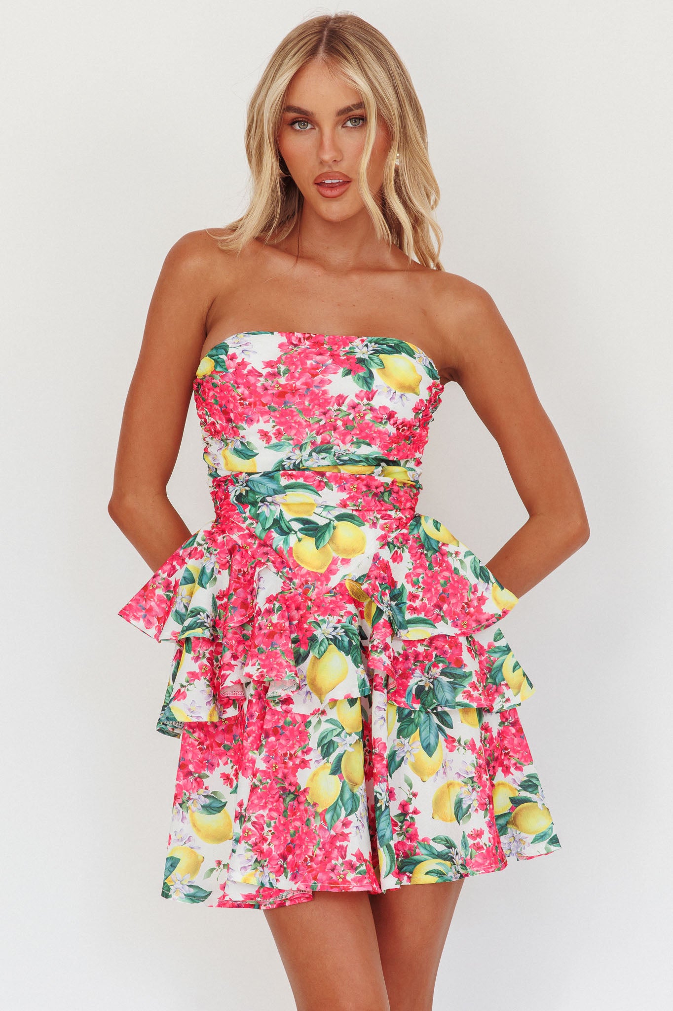 Like Me Tied Back Layered Mini Dress Citrus Pink by Selfie Leslie Australia