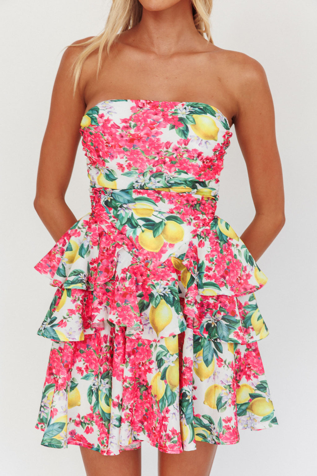 Like Me Tied Back Layered Mini Dress Citrus Pink by Selfie Leslie Australia