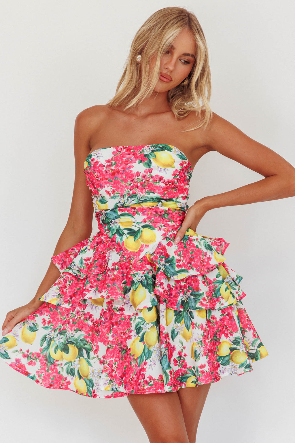 Like Me Tied Back Layered Mini Dress Citrus Pink by Selfie Leslie Australia