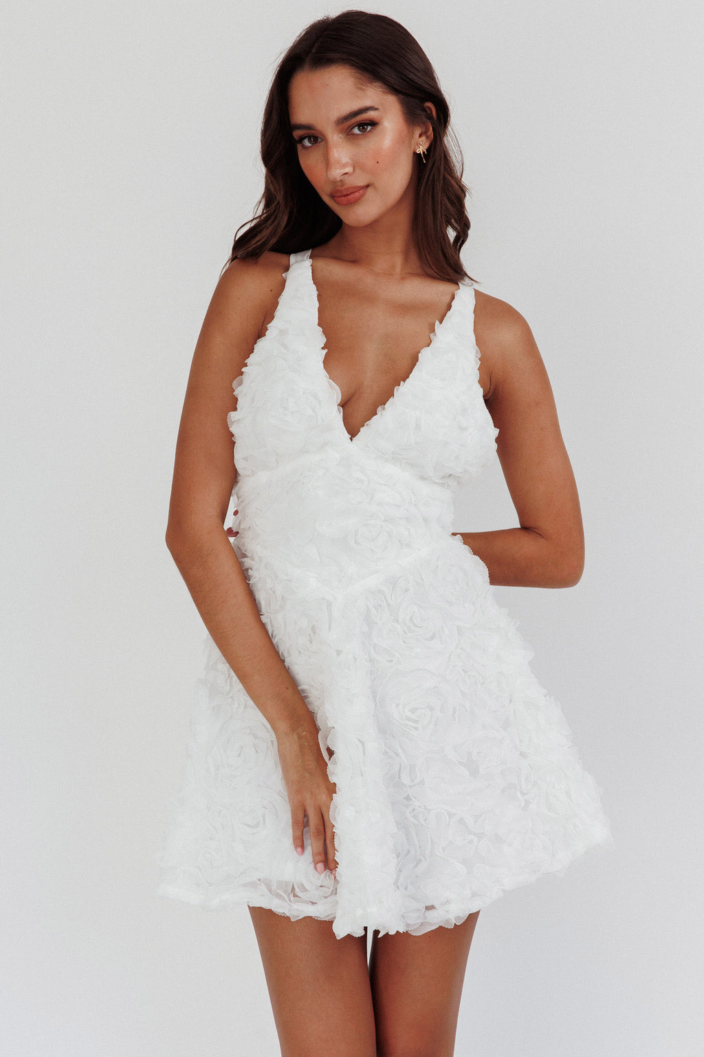 Lavalle Criss-Cross Embellished Mini Dress White by Selfie Leslie Australia