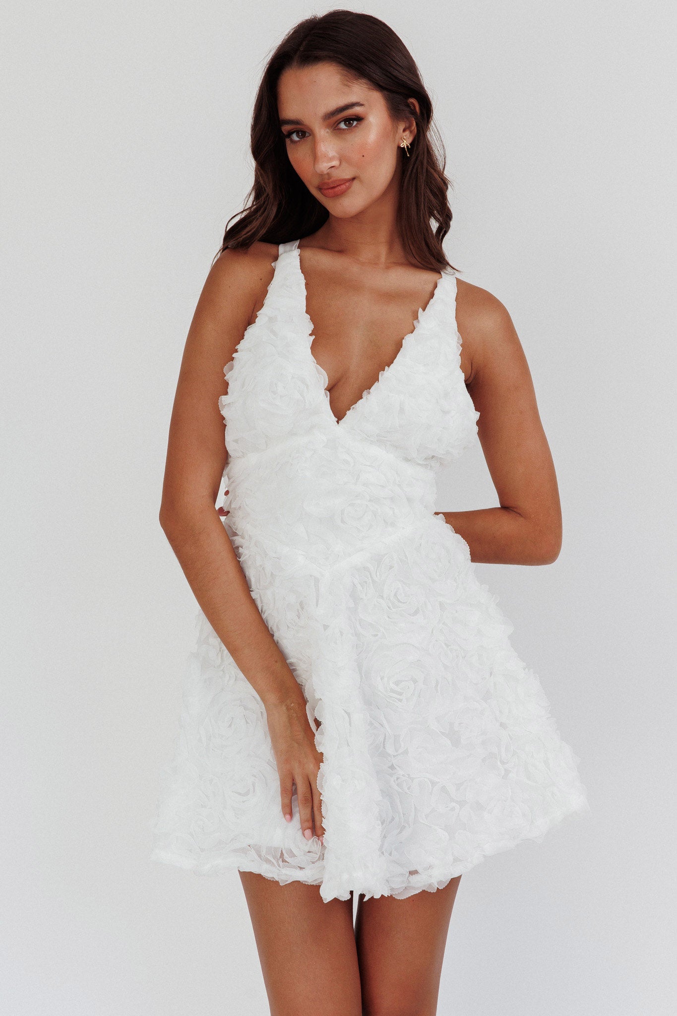 Lavalle Criss-Cross Embellished Mini Dress White by Selfie Leslie Australia