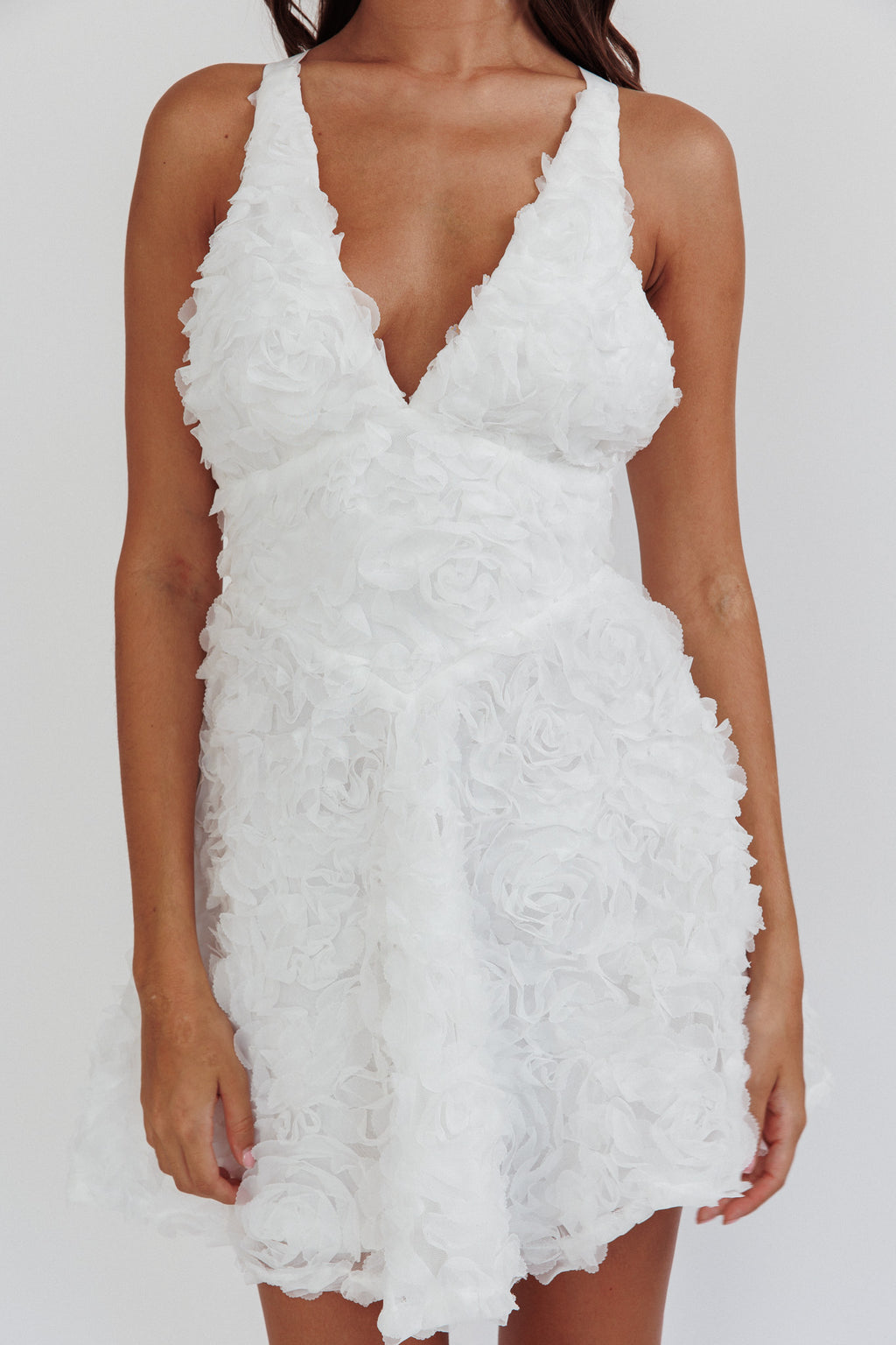 Lavalle Criss-Cross Embellished Mini Dress White by Selfie Leslie Australia