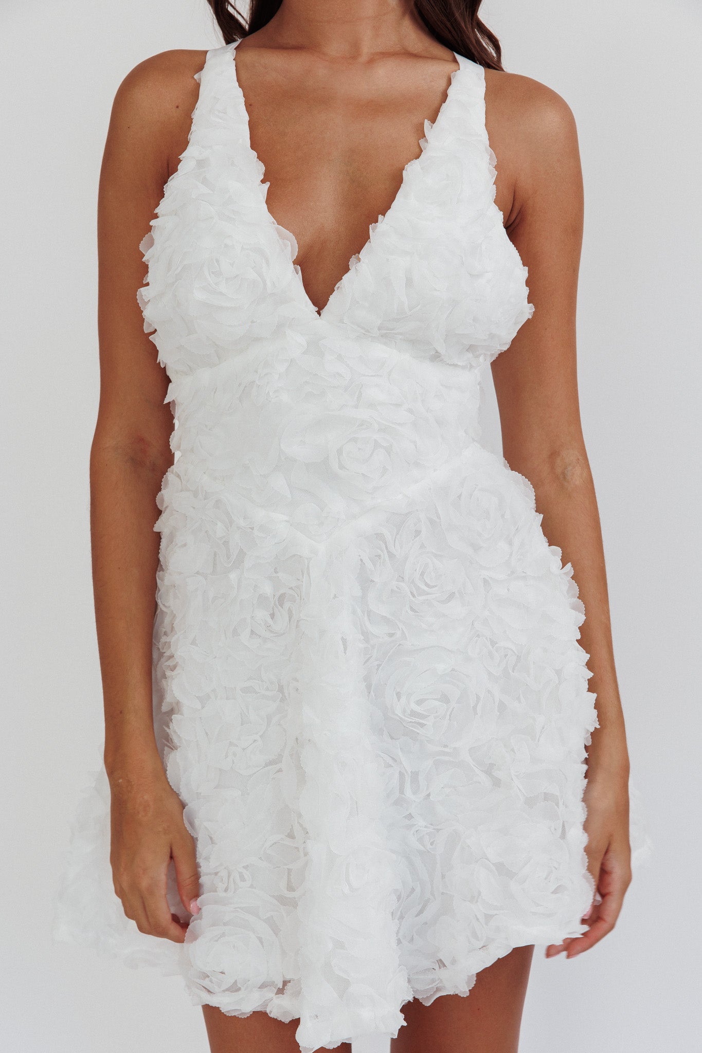 Lavalle Criss-Cross Embellished Mini Dress White by Selfie Leslie Australia