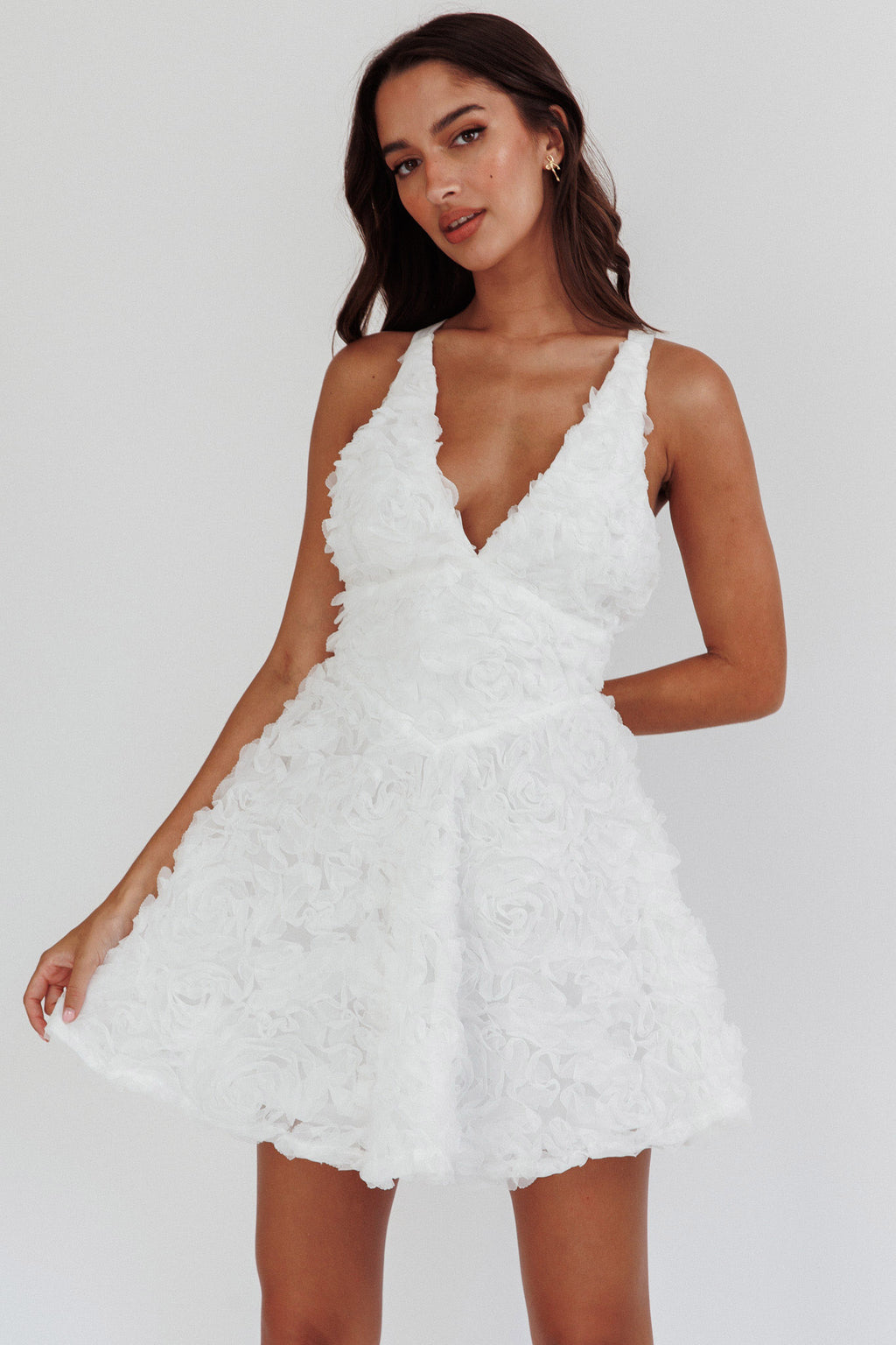 Lavalle Criss-Cross Embellished Mini Dress White by Selfie Leslie Australia
