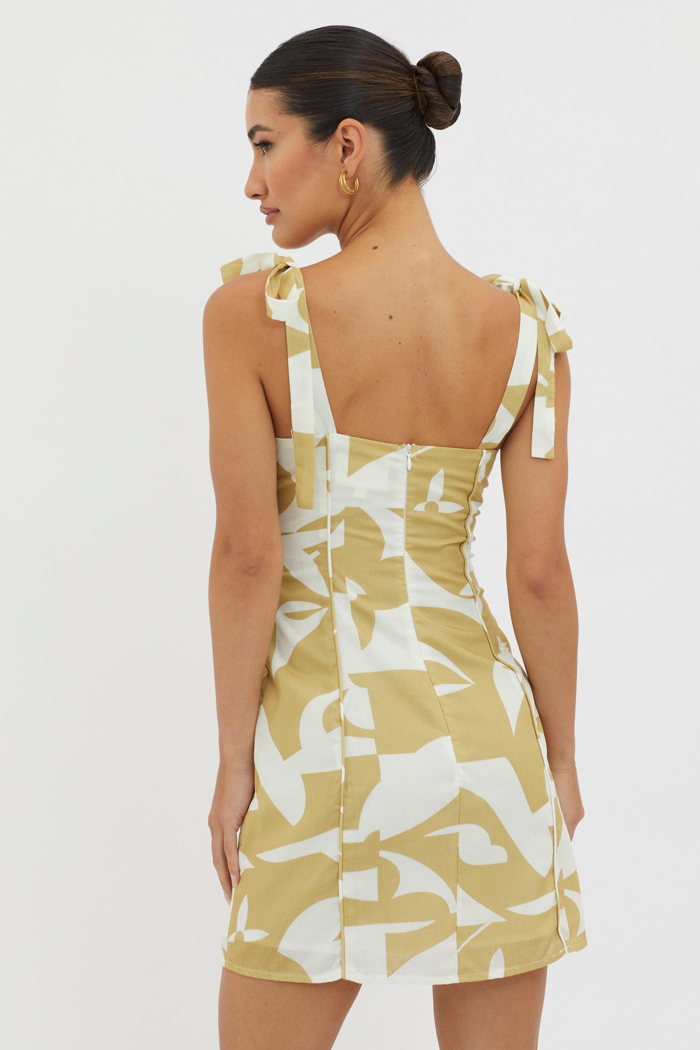 Harrison Tied Shoulder Mini Dress Print Yellow by Selfie Leslie Australia
