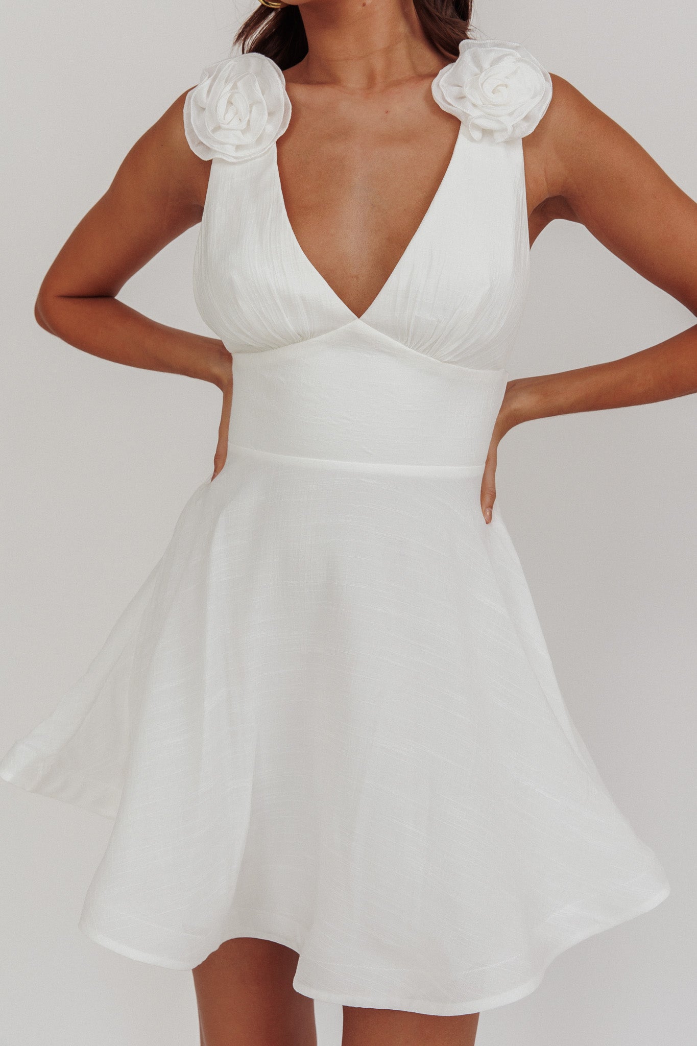 Kalinda Detachable Rose Mini Dress White by Selfie Leslie Australia