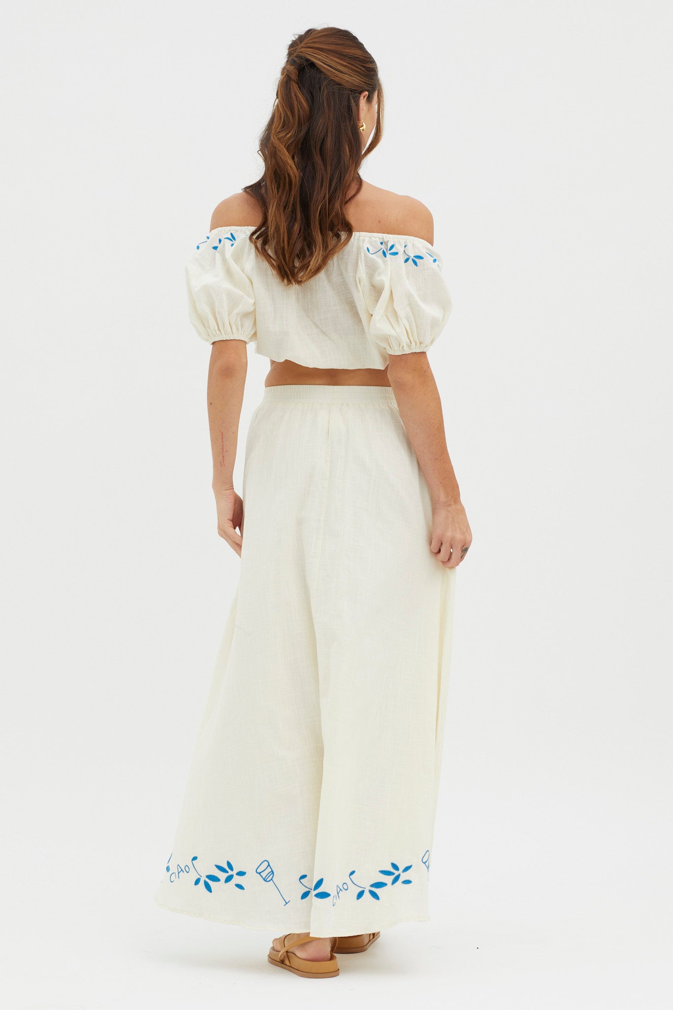 Ritual Embroidered Hem Midi Skirt Beige by Selfie Leslie Australia