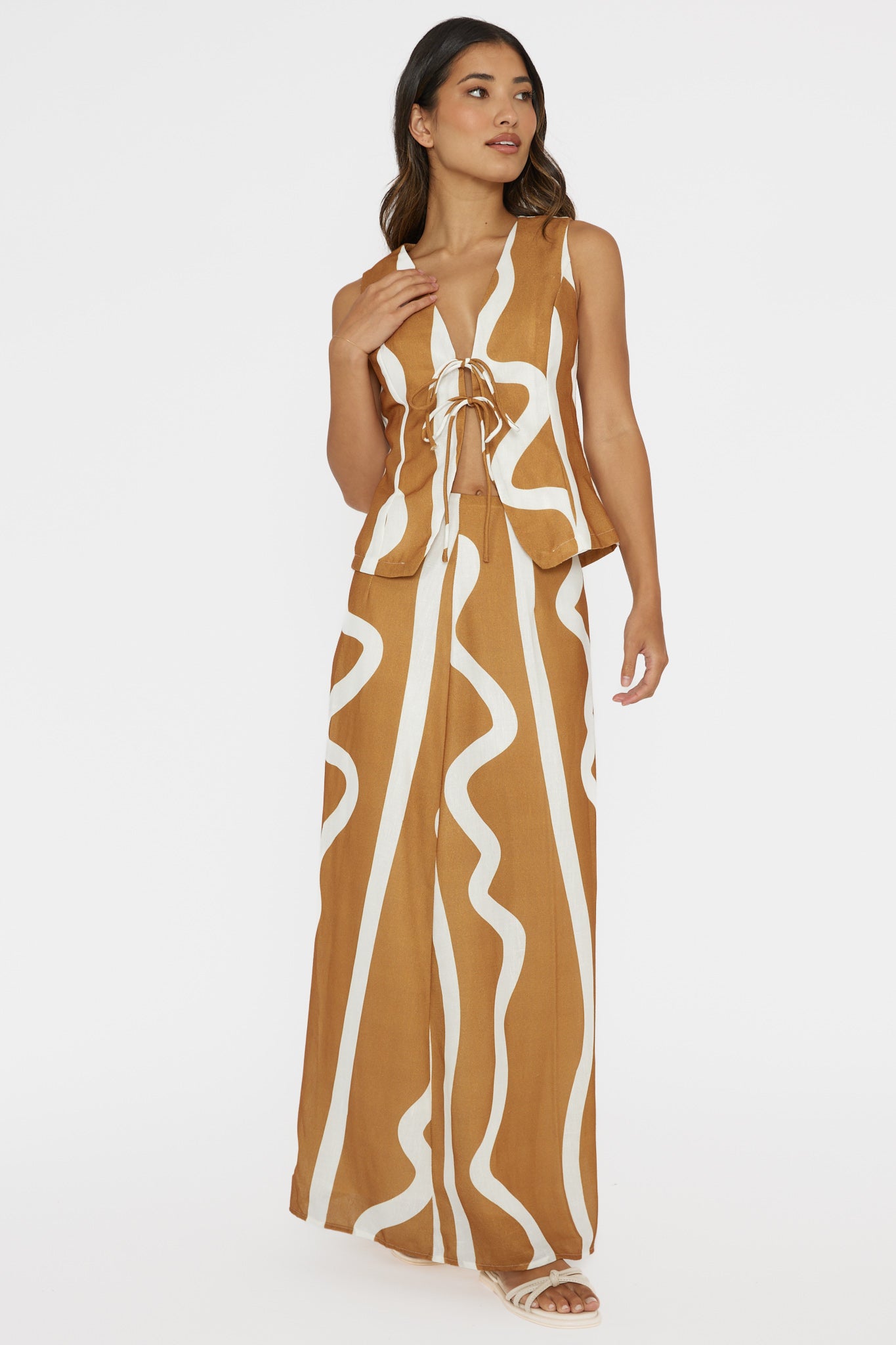 Meet Me There Maxi Skirt Abstract Tan by Selfie Leslie Australia