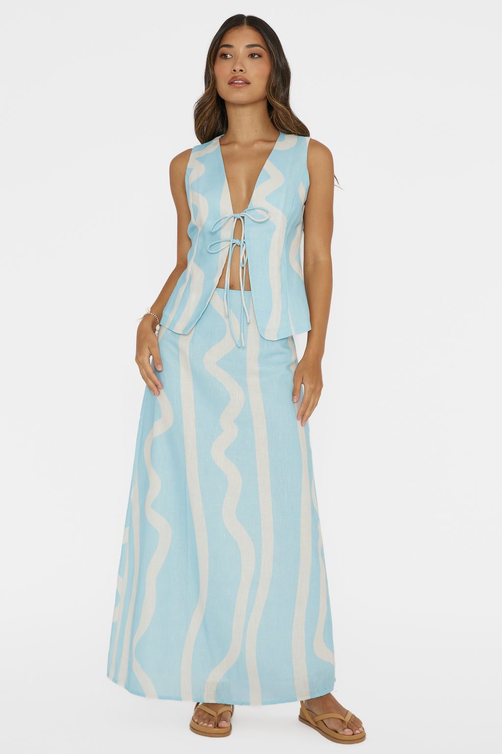 Meet Me There Tied Vest Top Abstract Blue by Selfie Leslie Australia