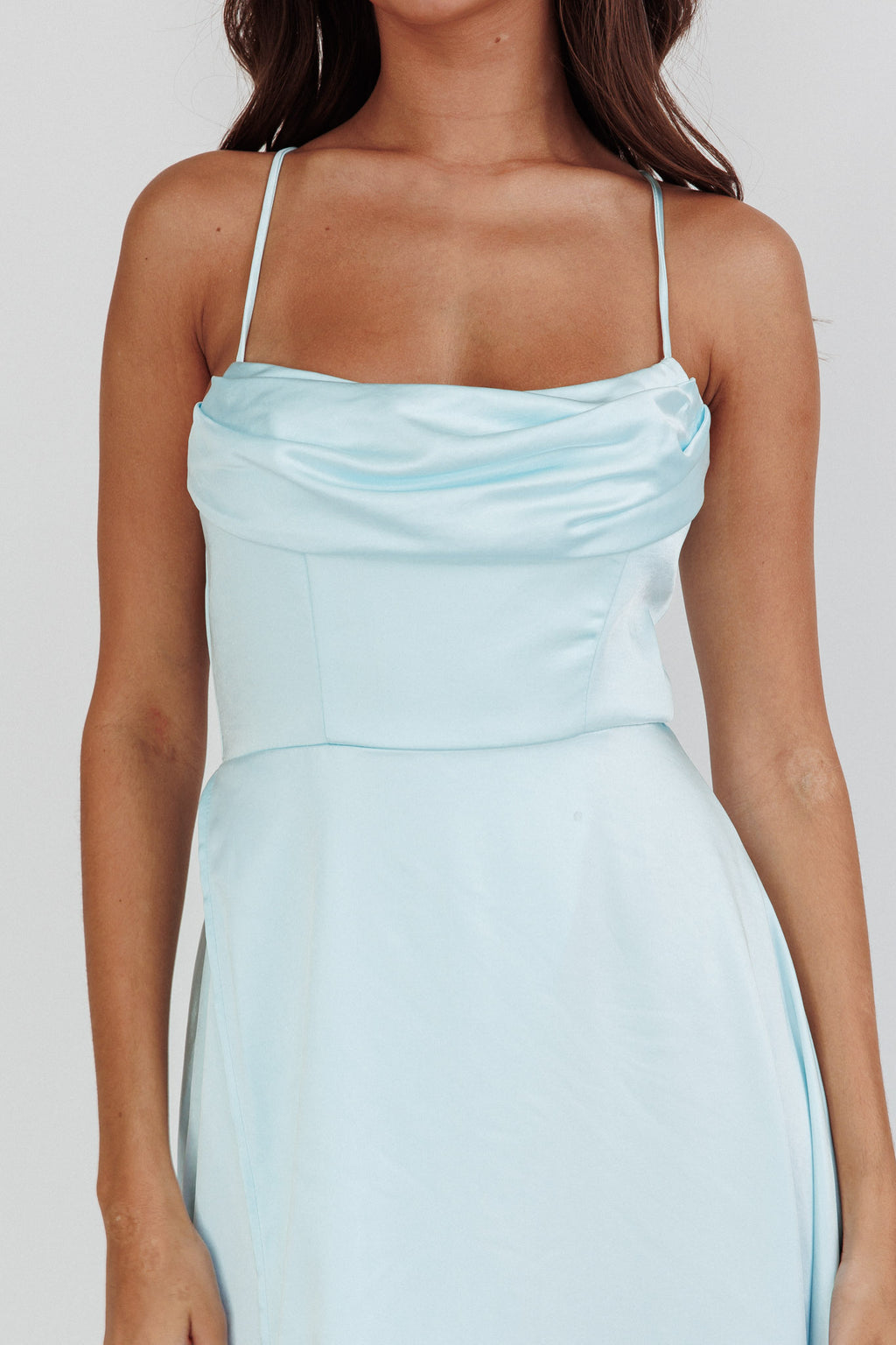 Inner Light Gathered Bust Split Midi Dress Mint by Selfie Leslie Australia