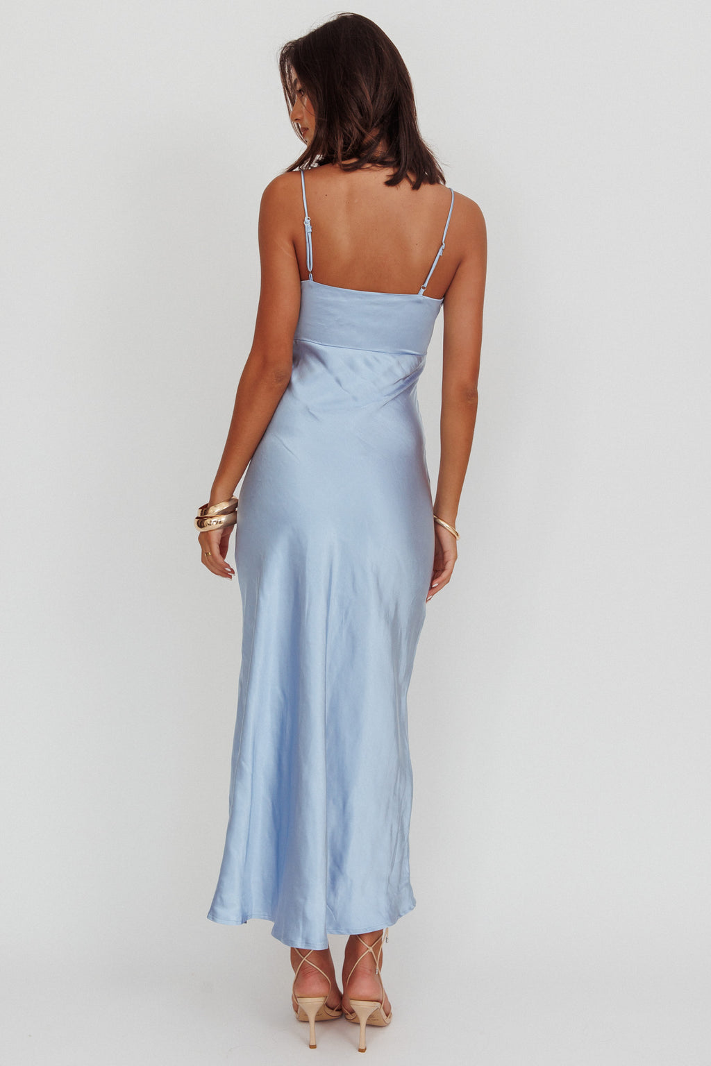 Marlie Side Pleat Maxi Dress Blue by Selfie Leslie Australia