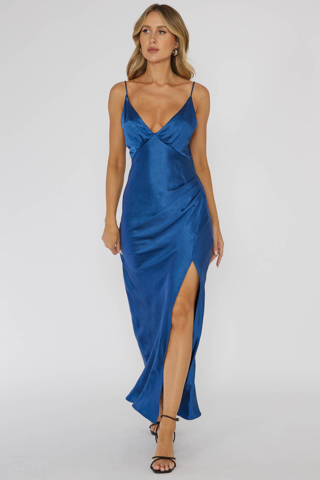 Marlie Side Pleat Maxi Dress Navy by Selfie Leslie Australia