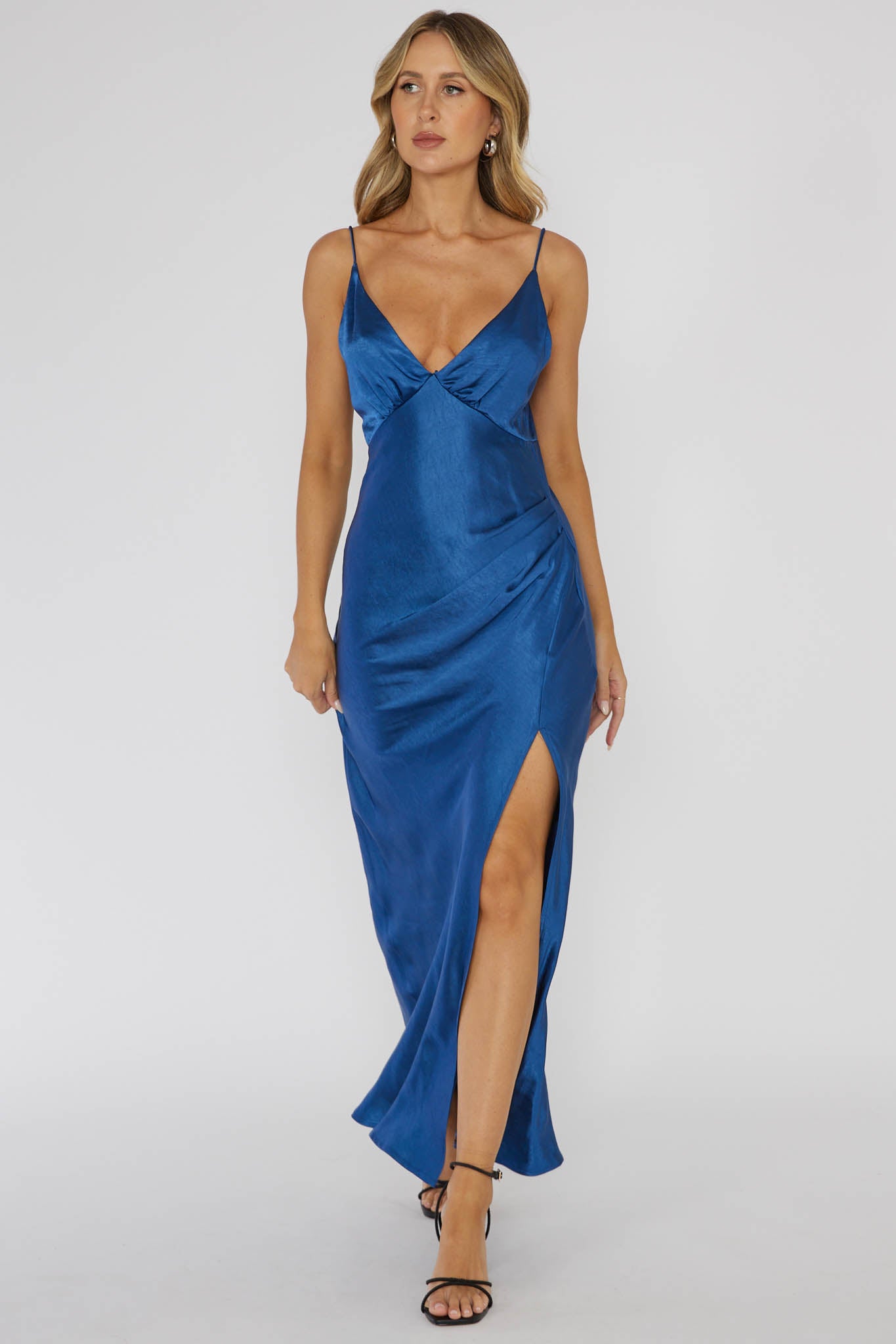 Marlie Side Pleat Maxi Dress Navy by Selfie Leslie Australia