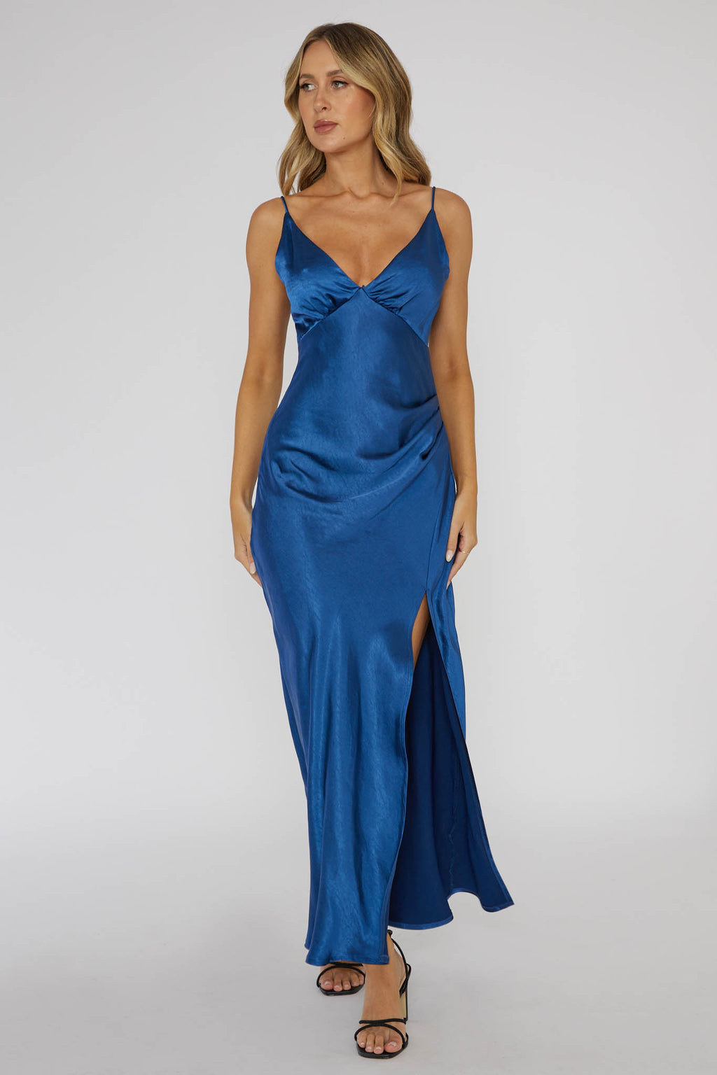 Marlie Side Pleat Maxi Dress Navy by Selfie Leslie Australia