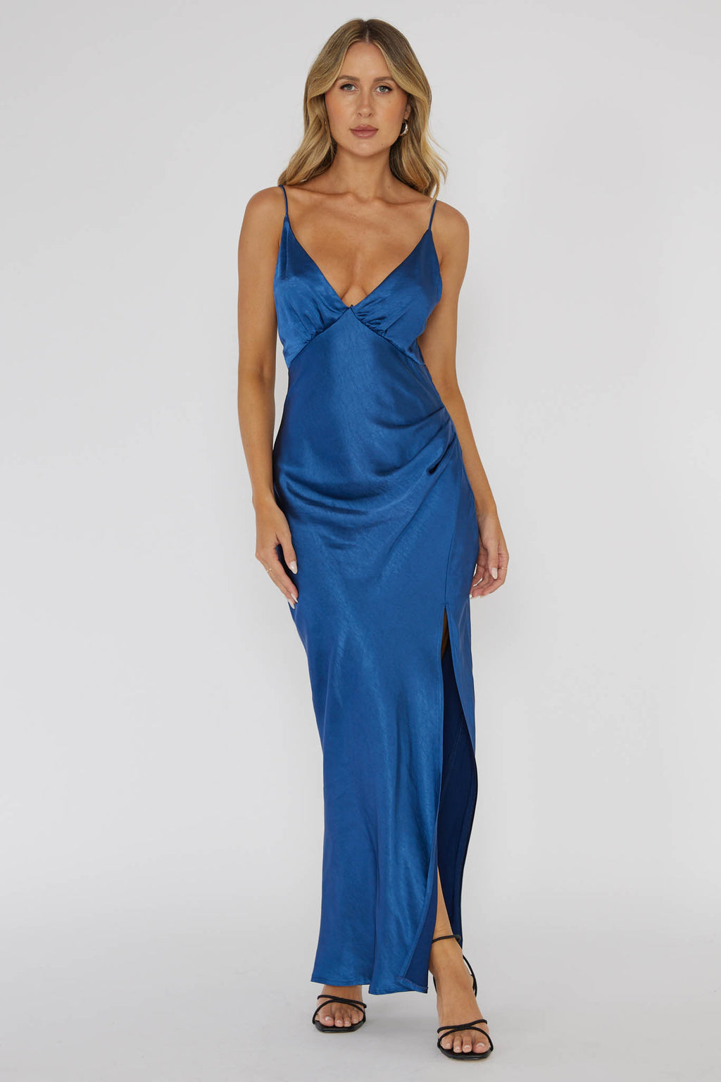 Marlie Side Pleat Maxi Dress Navy by Selfie Leslie Australia