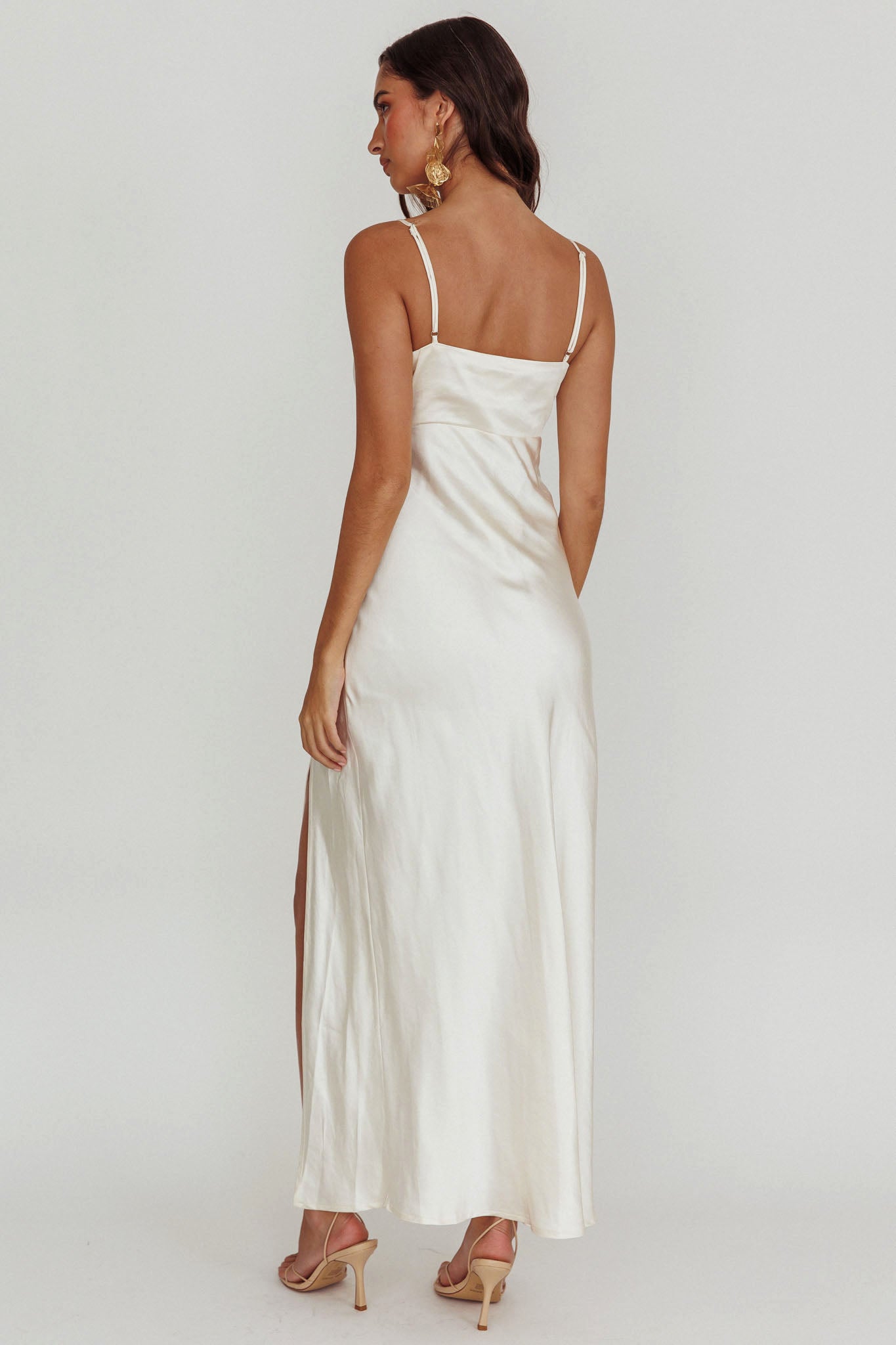 Marlie Side Pleat Maxi Dress Oyster by Selfie Leslie Australia
