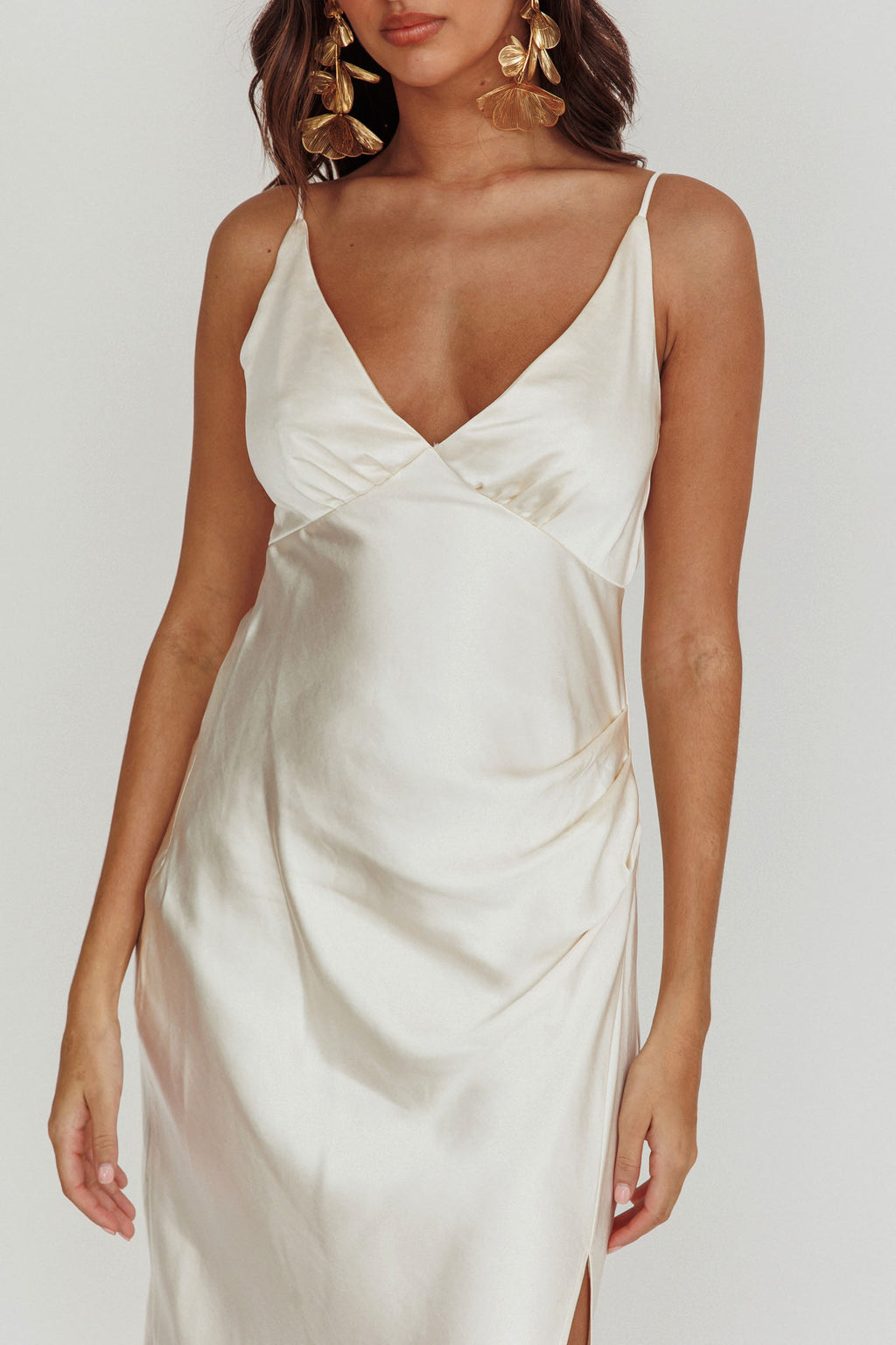 Marlie Side Pleat Maxi Dress Oyster by Selfie Leslie Australia