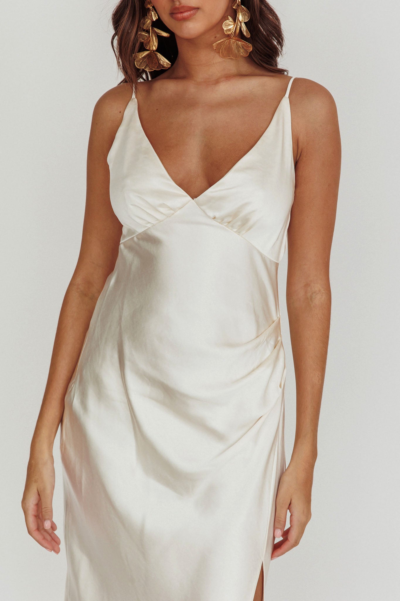 Marlie Side Pleat Maxi Dress Oyster by Selfie Leslie Australia