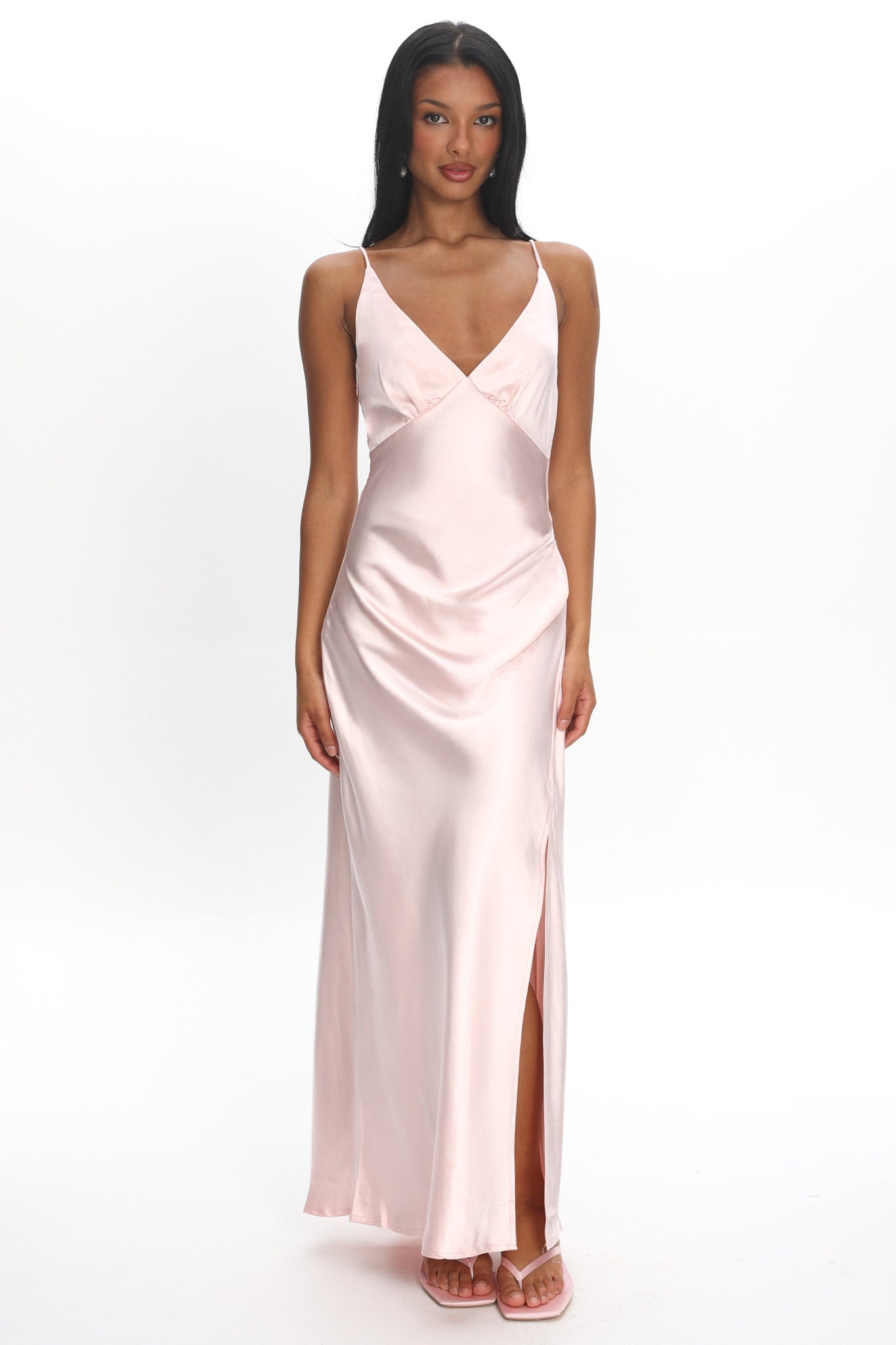 Marlie Side Pleat Maxi Dress Blush by Selfie Leslie Australia