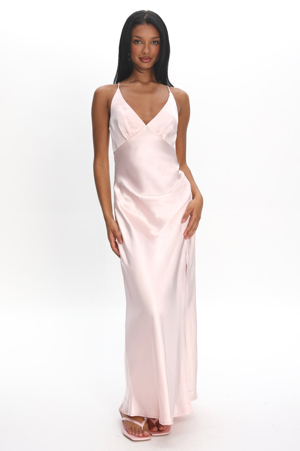Marlie Side Pleat Maxi Dress Blush by Selfie Leslie Australia