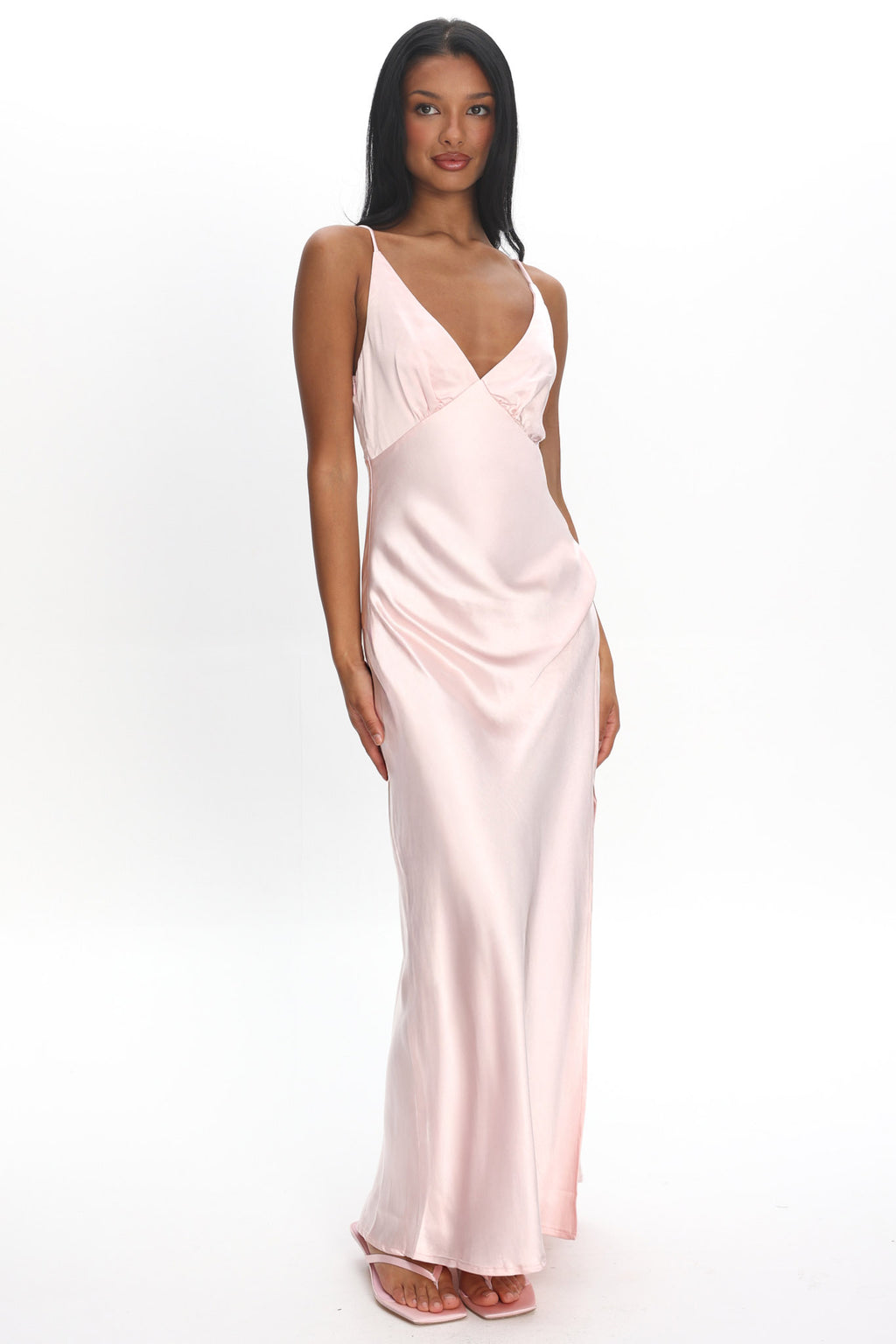 Marlie Side Pleat Maxi Dress Blush by Selfie Leslie Australia
