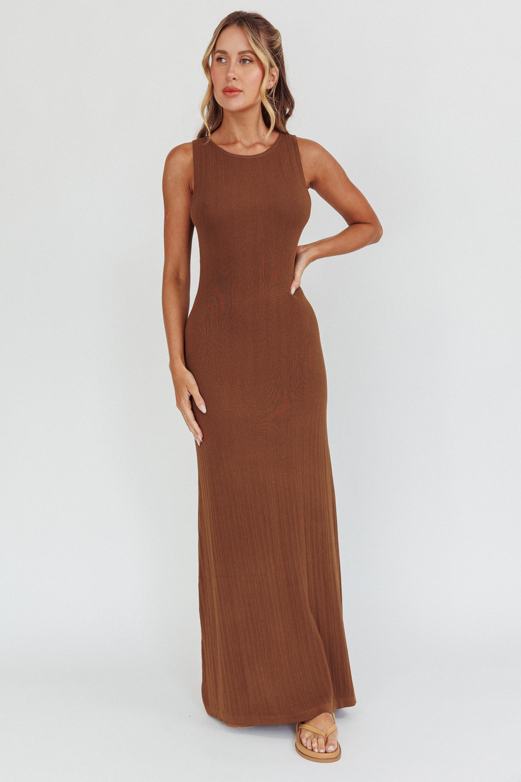 Tarli Low Back Maxi Dress Chocolate by Selfie Leslie Australia