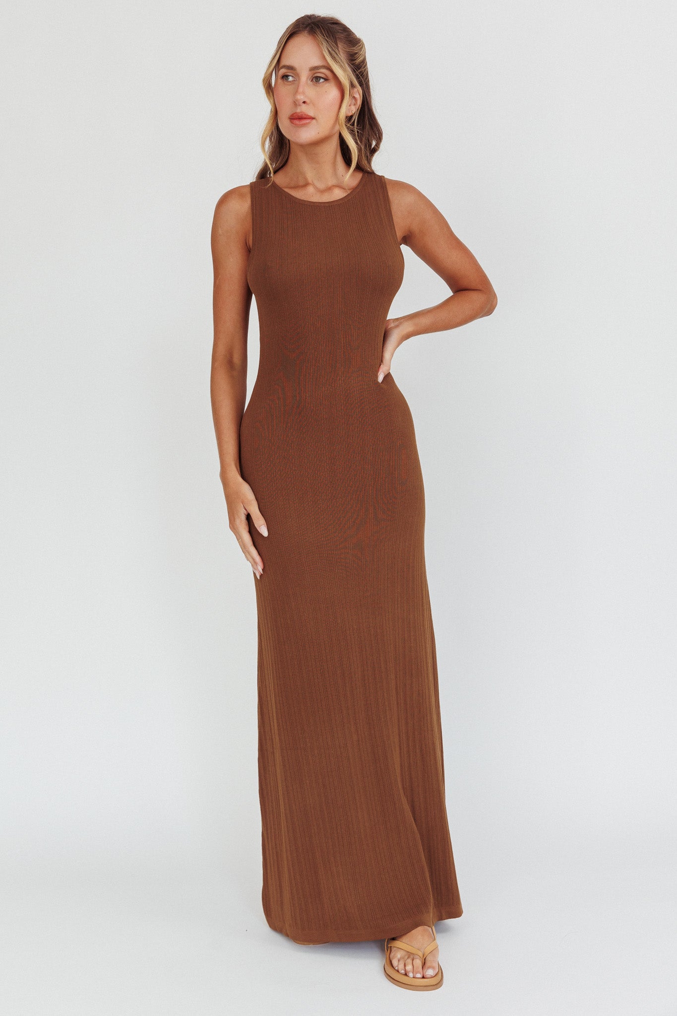 Tarli Low Back Maxi Dress Chocolate by Selfie Leslie Australia