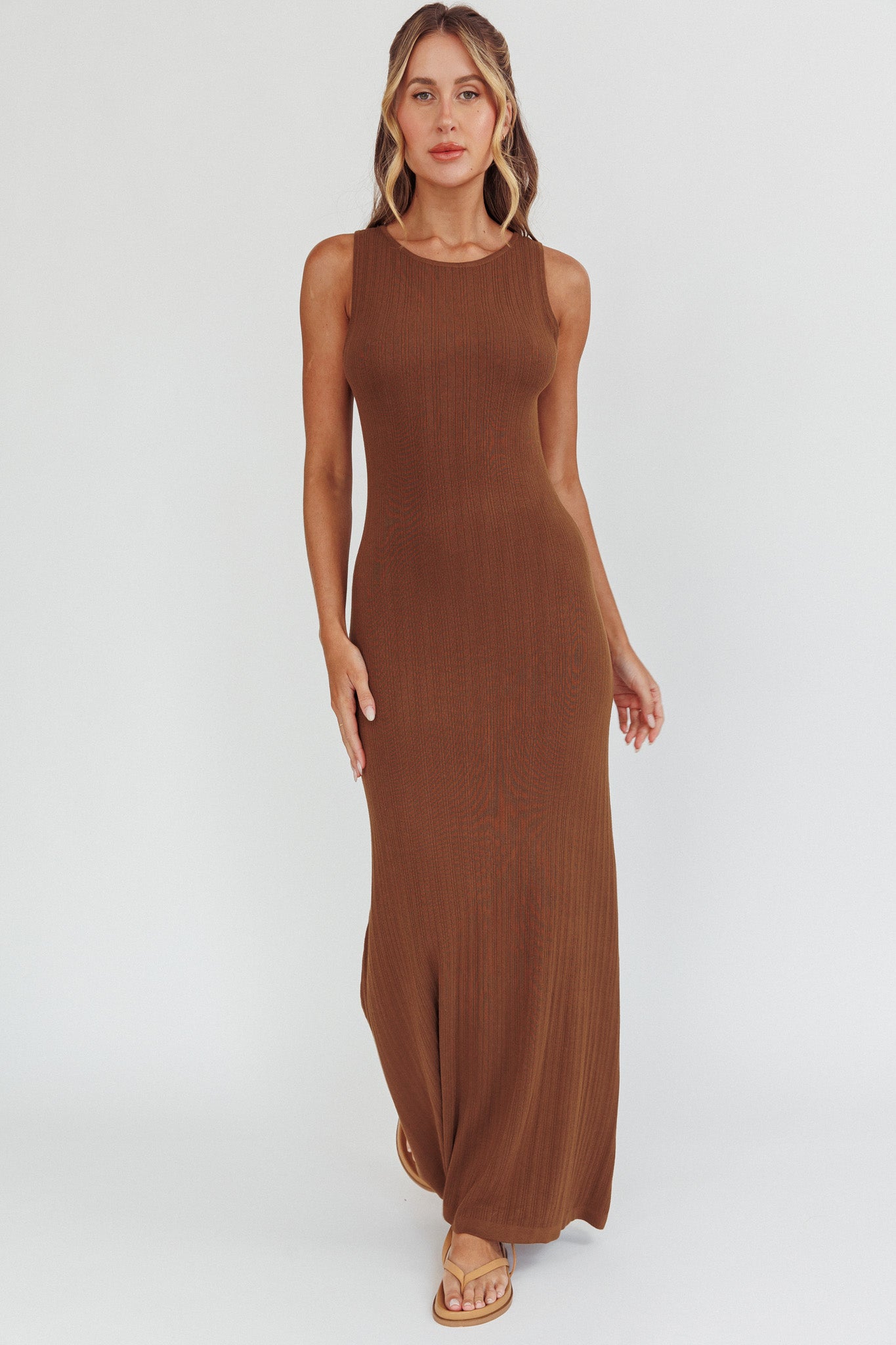 Tarli Low Back Maxi Dress Chocolate by Selfie Leslie Australia
