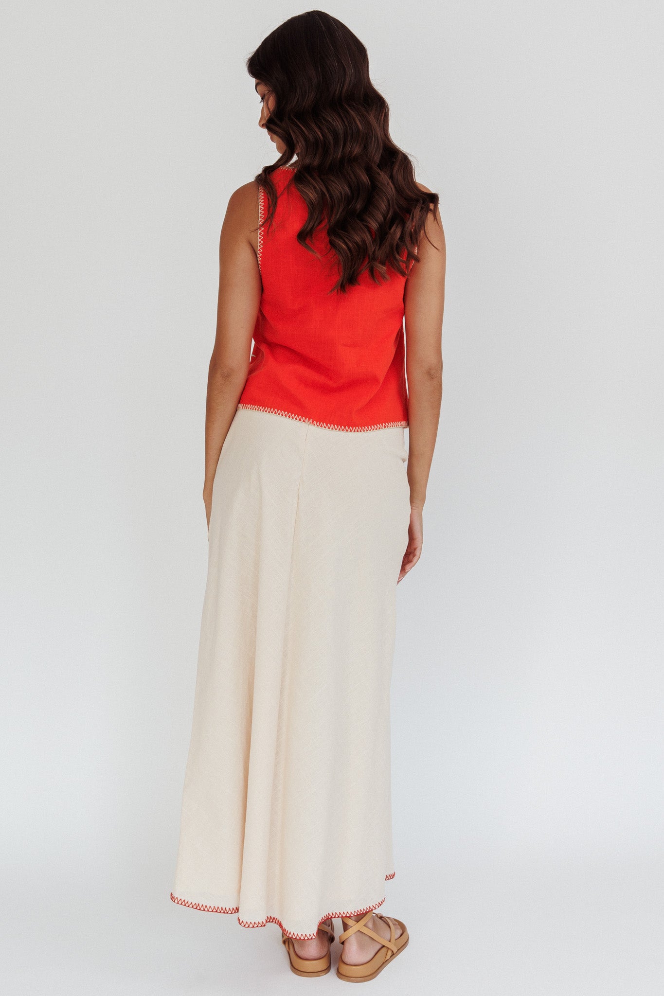 Dose Of Sunshine Blanket Stitch Skirt Beige by Selfie Leslie Australia