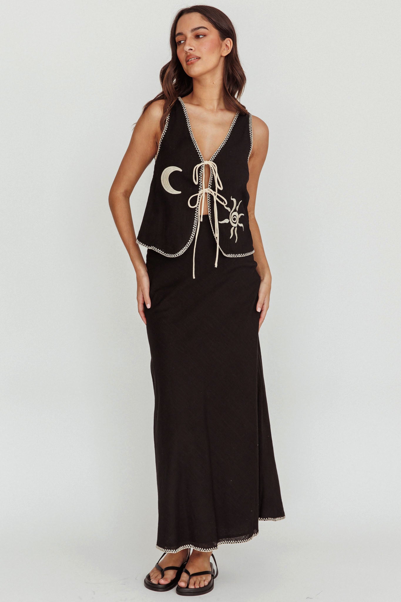 Dose Of Sunshine Blanket Stitch Skirt Black by Selfie Leslie Australia