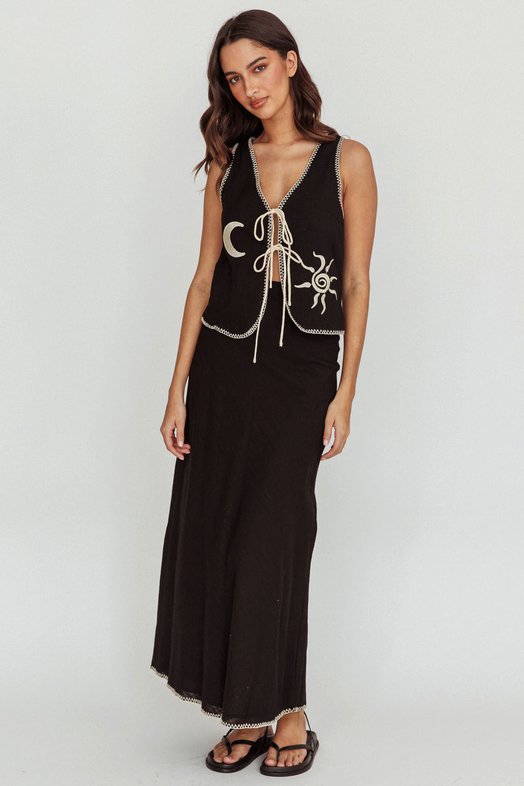Dose Of Sunshine Blanket Stitch Skirt Black by Selfie Leslie Australia