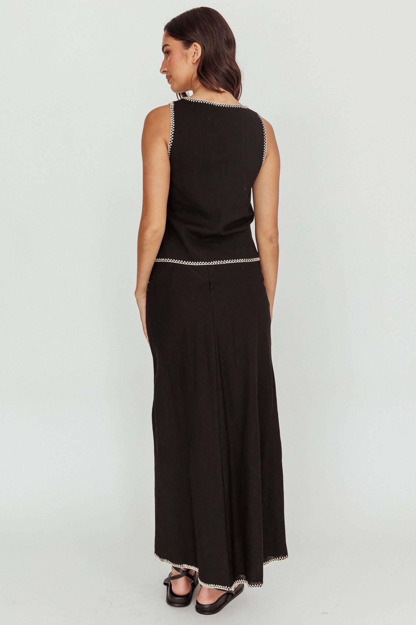 Dose Of Sunshine Blanket Stitch Skirt Black by Selfie Leslie Australia