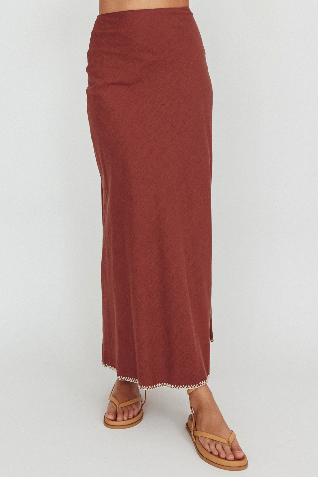 Dose Of Sunshine Blanket Stitch Skirt Chocolate by Selfie Leslie Australia