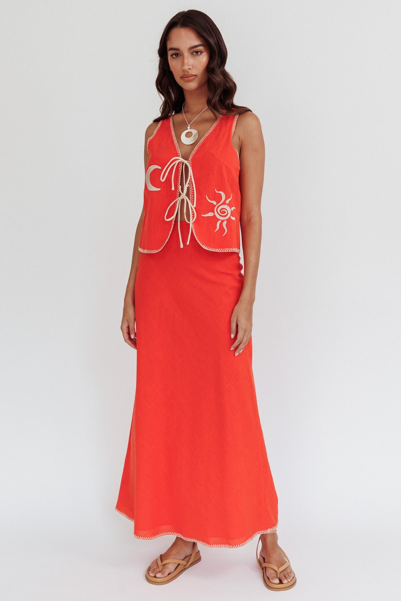 Dose Of Sunshine Blanket Stitch Skirt Orange by Selfie Leslie Australia