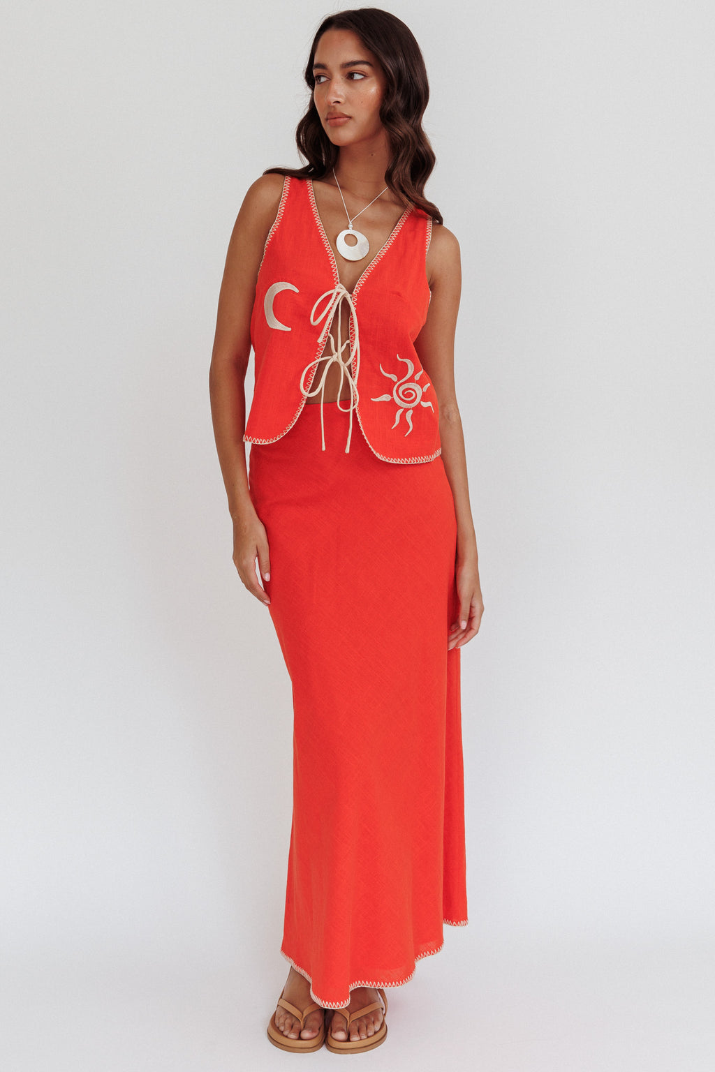 Dose Of Sunshine Blanket Stitch Skirt Orange by Selfie Leslie Australia