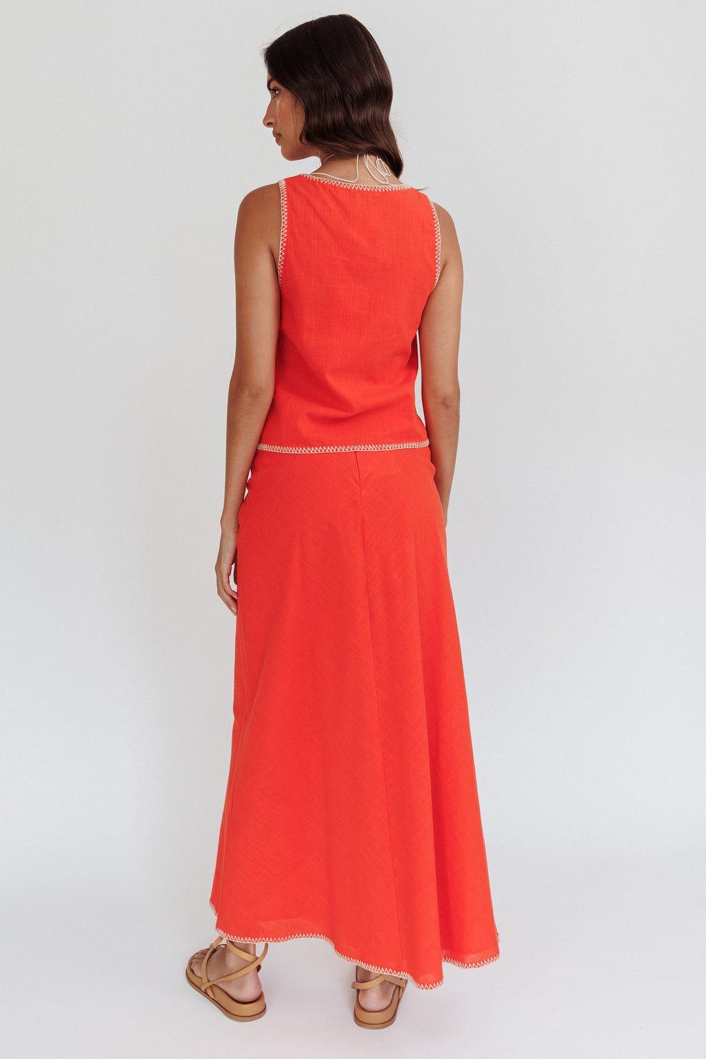 Dose Of Sunshine Blanket Stitch Skirt Orange by Selfie Leslie Australia
