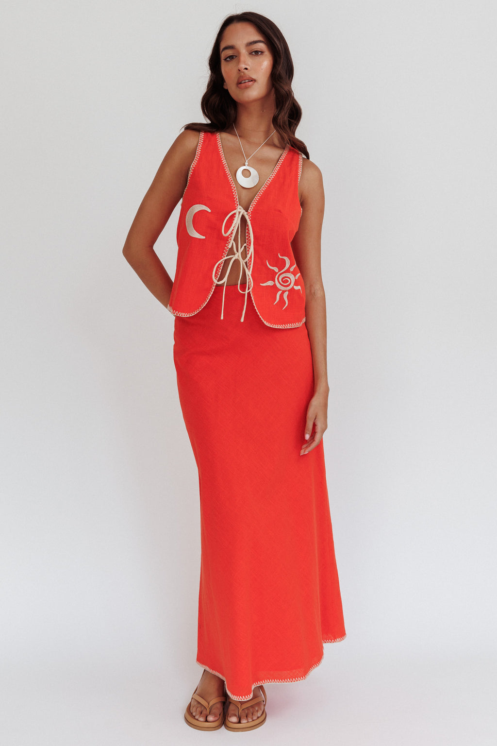 Dose Of Sunshine Blanket Stitch Skirt Orange by Selfie Leslie Australia